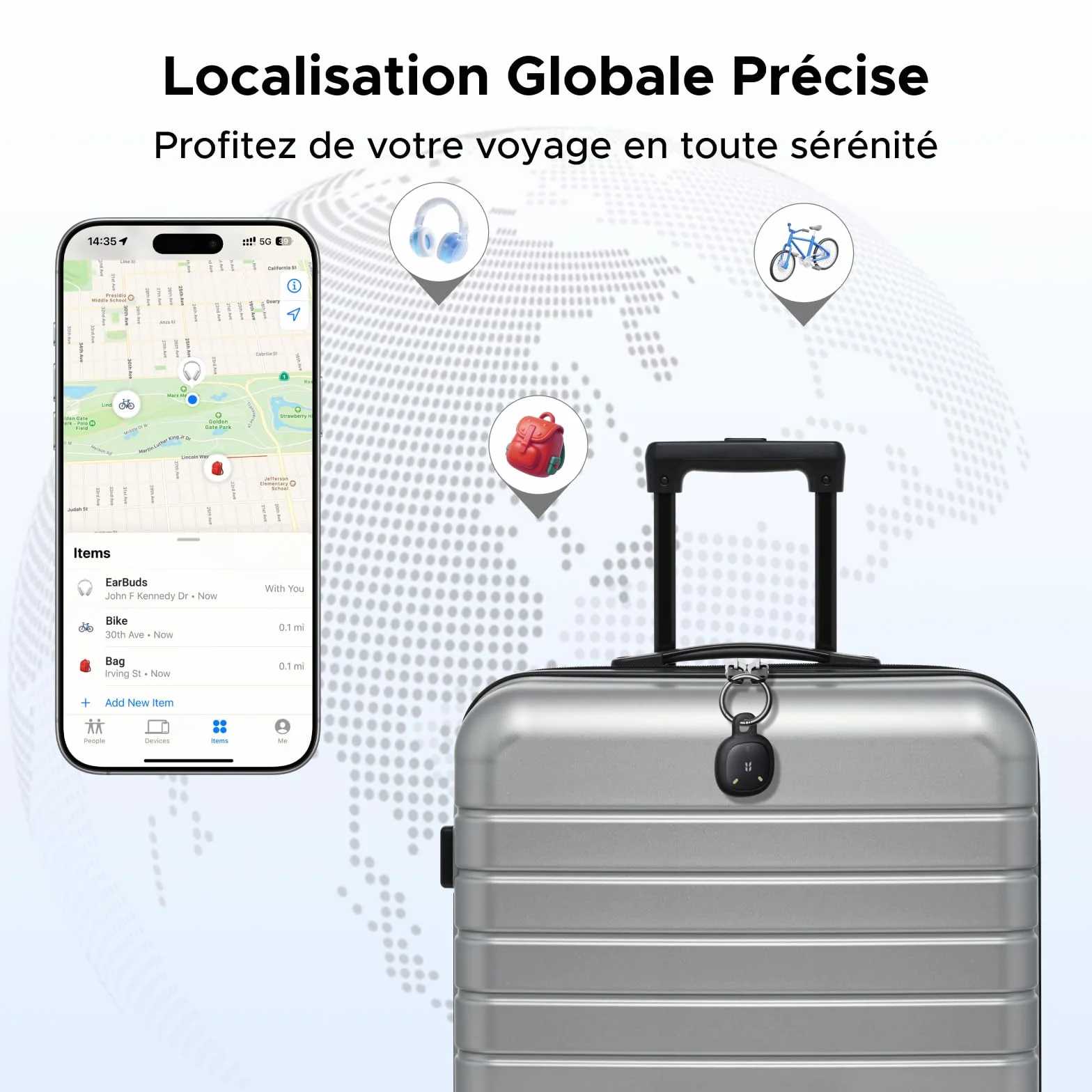 UGREEN FineTrack Mini 2 Finder Tag 110dB Fluorescence IP68 Traceur Fonctionne avec Find My iOS Uniquement 7 Ans Batterie Localisateur d'Objets Bluetooth pour Clés Portefeuilles Bagage Sacs Lot de 4