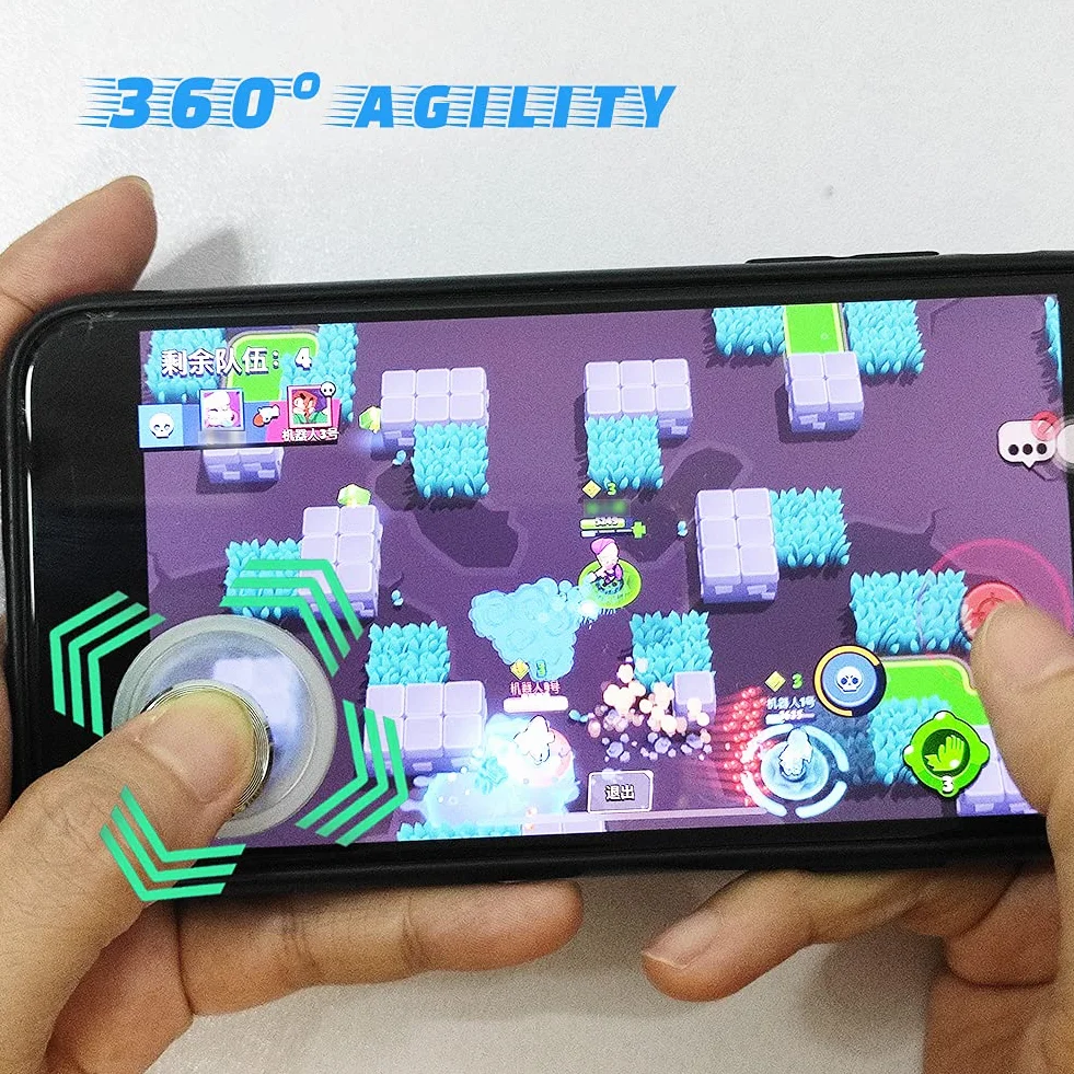 Mini Joystick Telephone Contrôleur Mobile 360 degrés pour Android iOS Smartphone Tablette avec Ecran Tactile Noir