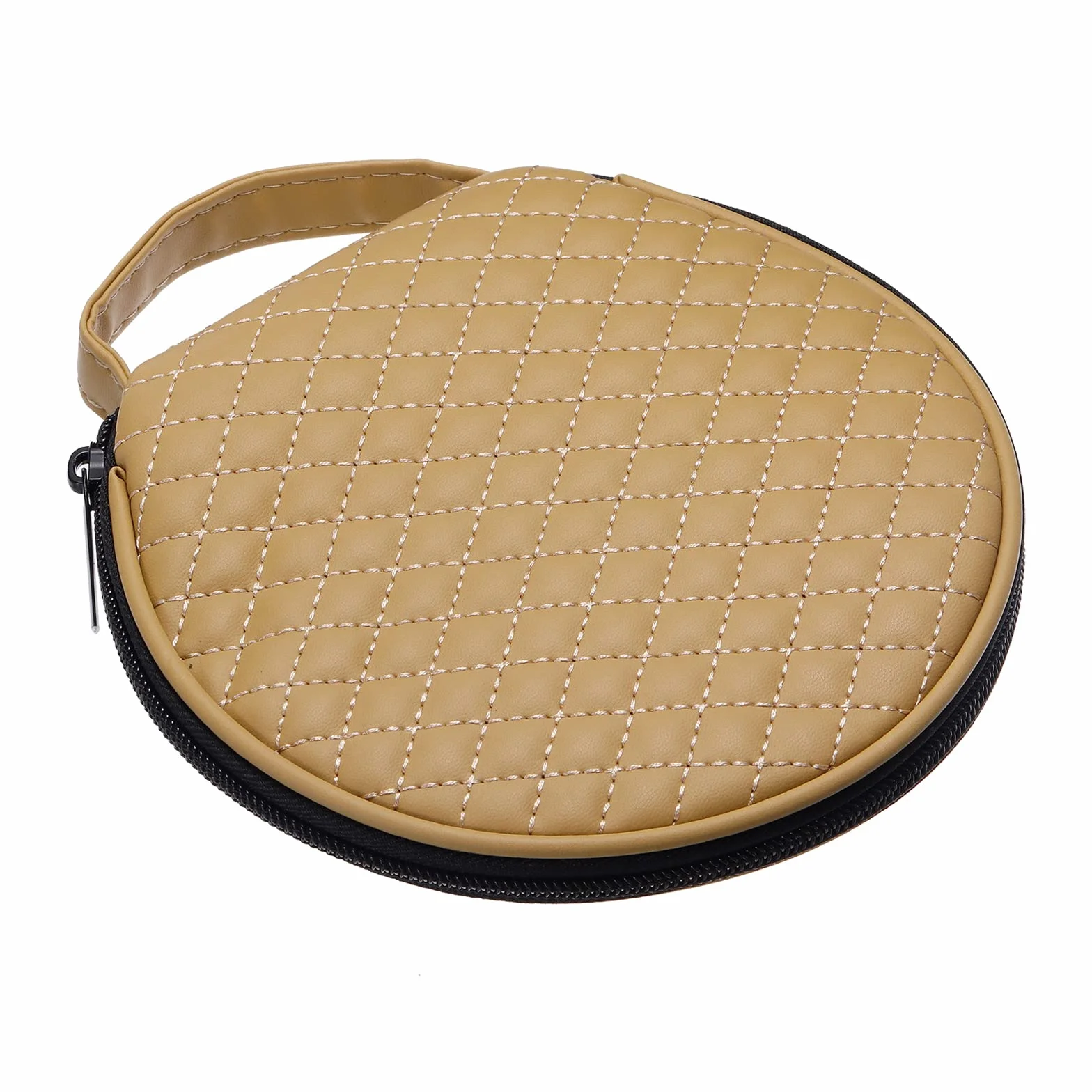 PATIKIL CD Pochette Rangement, Microfiber Cuir 20 Capacité Grille Cabas Disque Diviseurs de Stockage Organisateur Portefeuille pour Disques Collection Protection, Beige