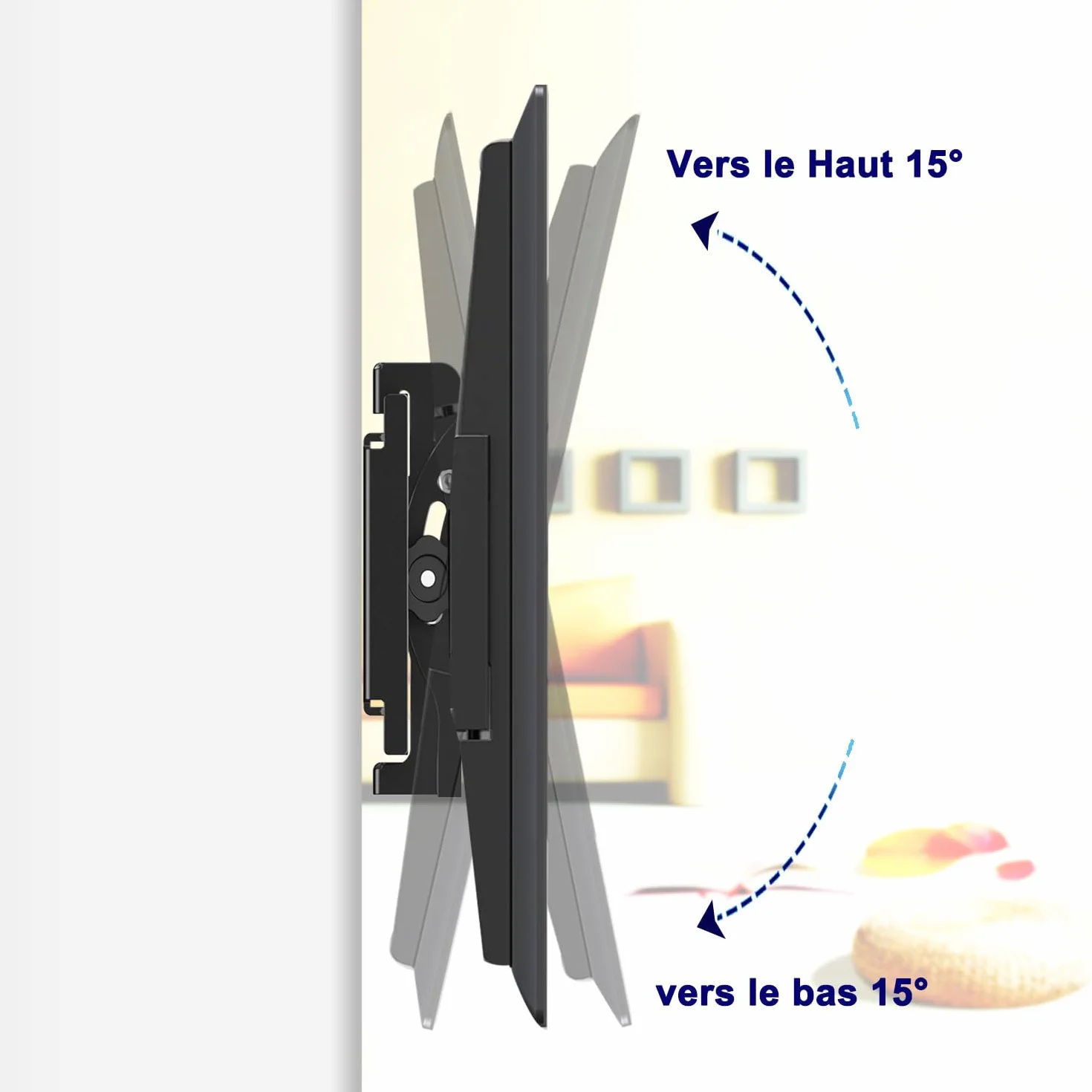 Support Mural TV Grande Taille inclinable pour la Plupart 42 à 85", VESA Jusqu’à 700x500mm et Charge maximale 84KG, 55 58 60 65 70 75 80 Pouces réglable Rack Mural pour TV,Fixation Mural TV