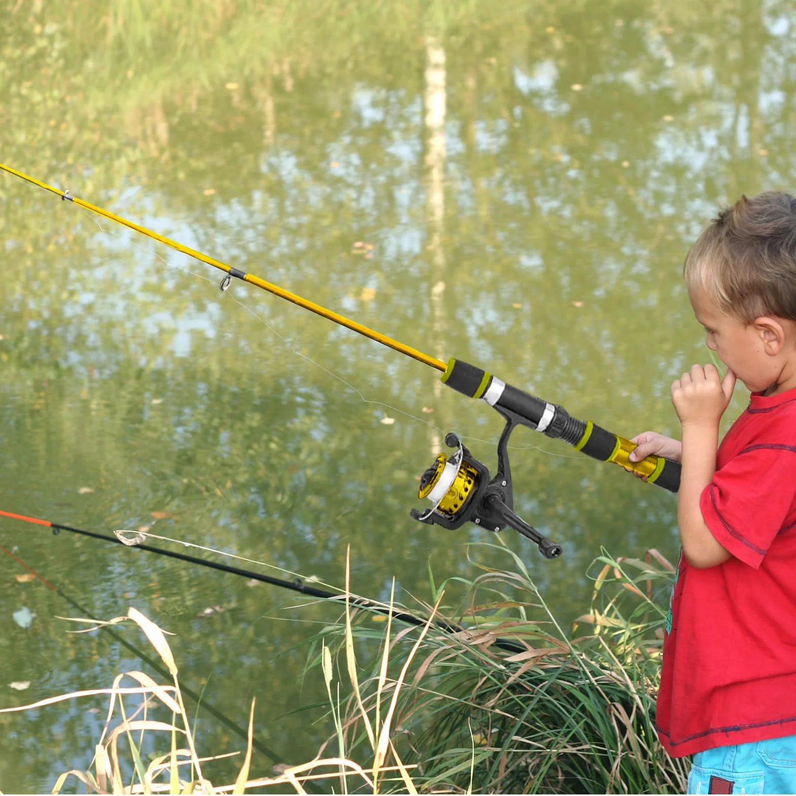 Kit de pêche enfants 1,8 m canne télescopique fibre de carbone moulinet leurres