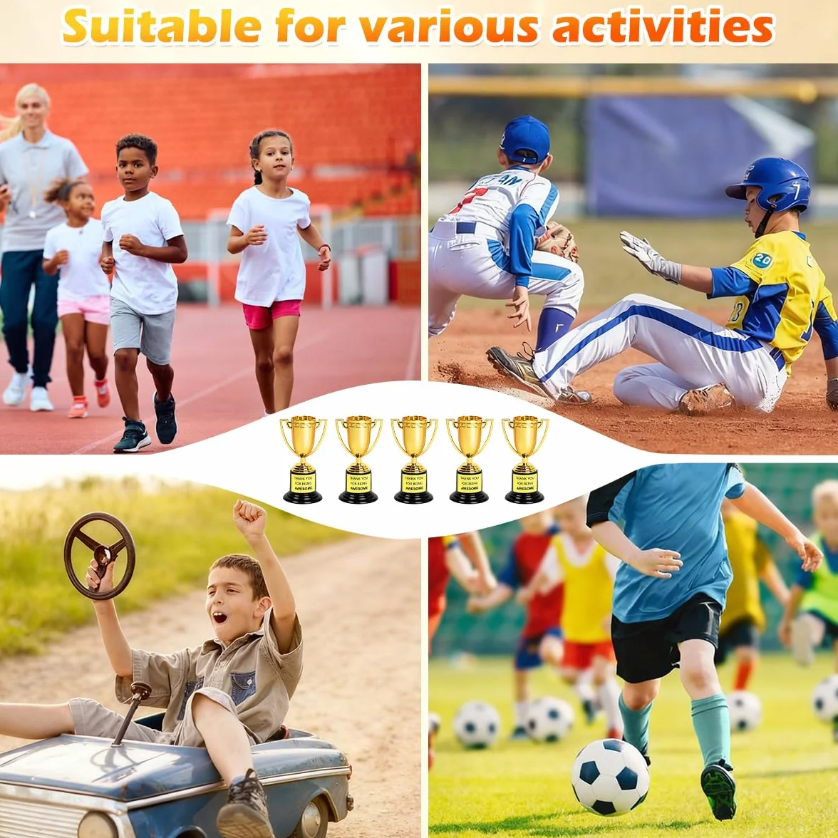 Mini Coupes Trophées Football Plastique Dorés Anniversaire Cadeaux Tournois Sportifs