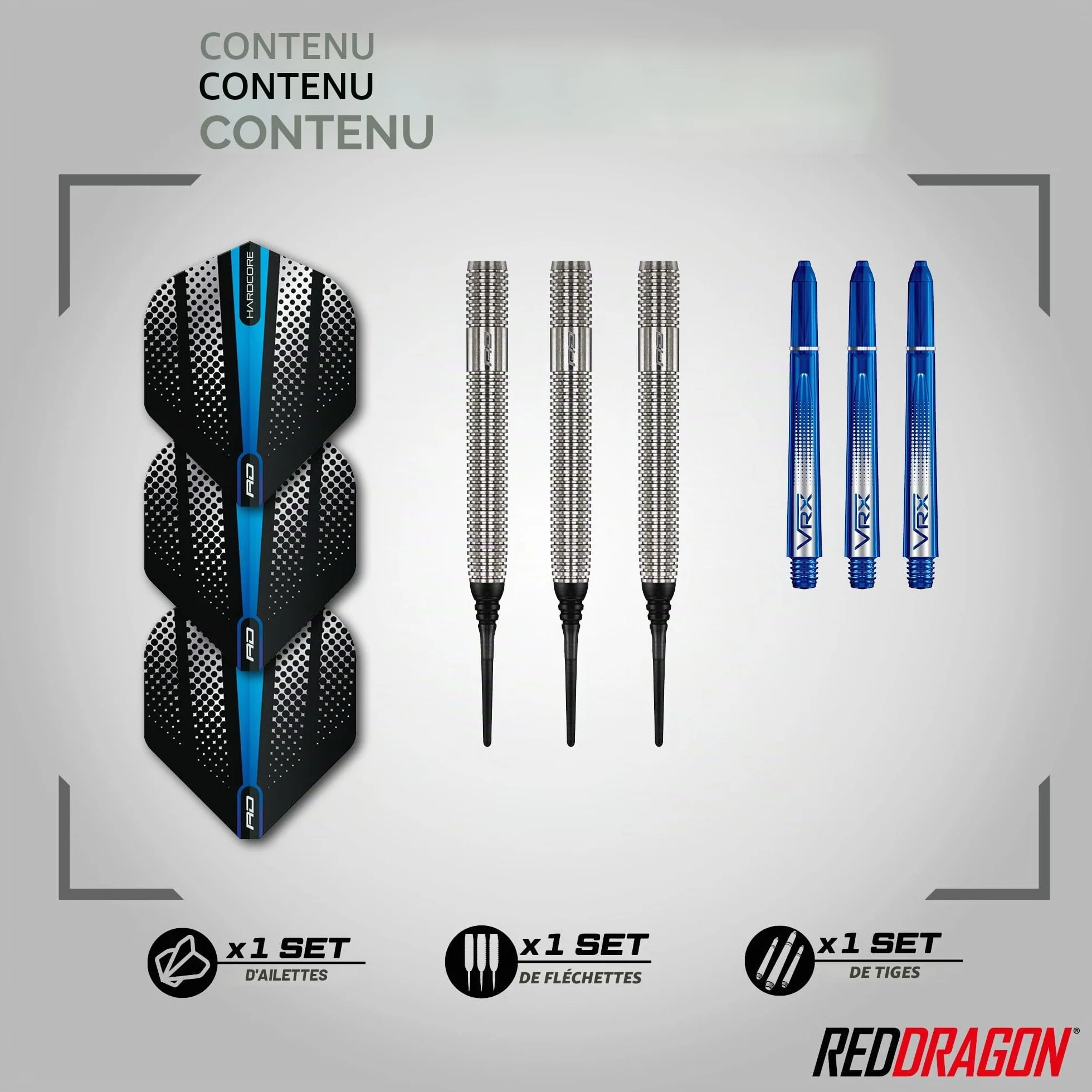 Red Dragon Defender 19g Baril 21g Poids Total Pointe Souple 90% Tungstène Jeu de fléchettes