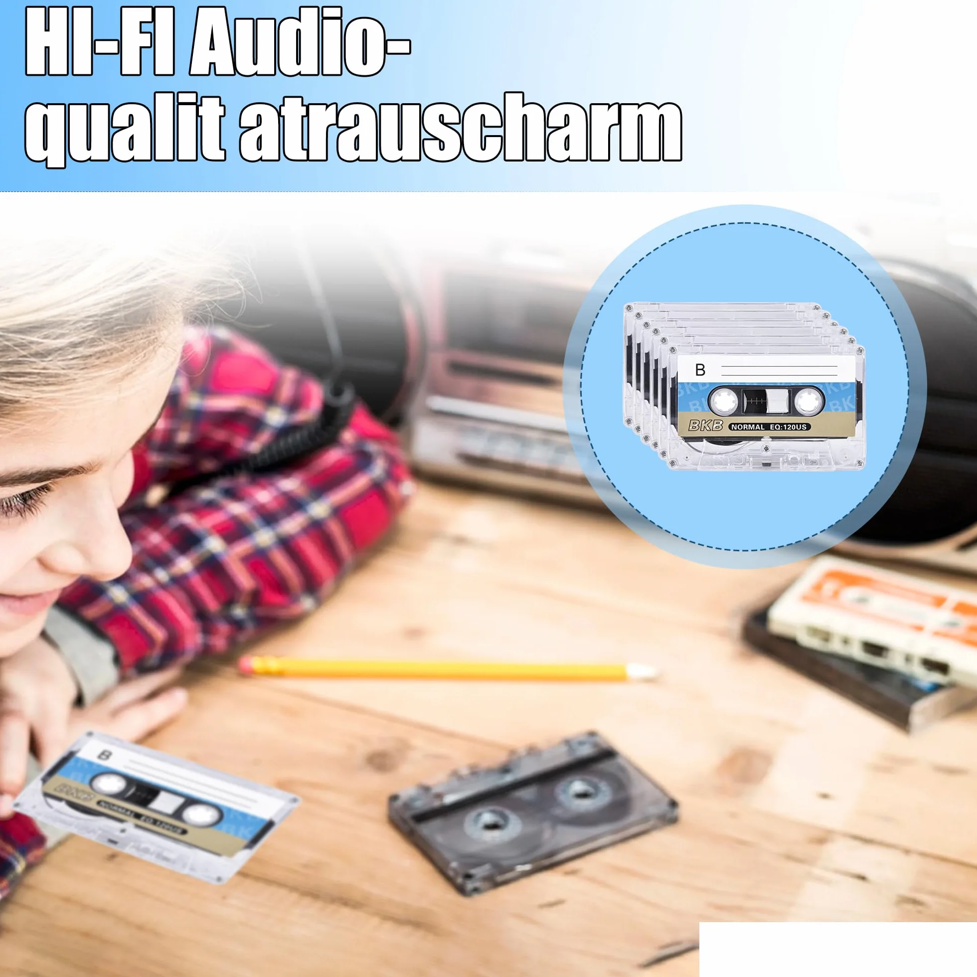 Lot de 5 cassettes audio vides, à faible bruit, cassettes de musique de 90 min, cassettes vides, convient pour les conférences, les séminaires et les enregistrements quotidiens