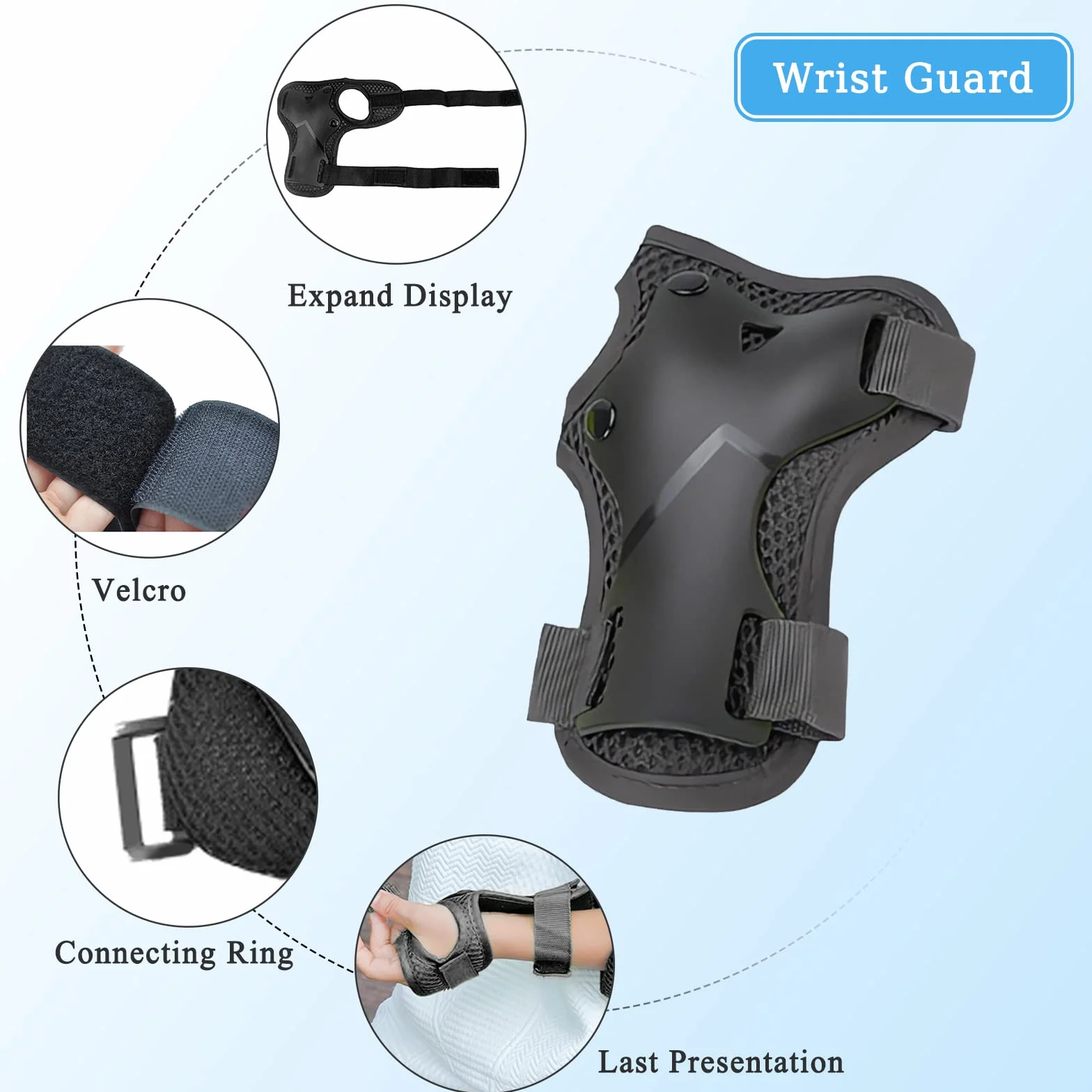 Kit de Protection Patins à Roulettes 6 Pièces Réglables Genouillères Coudières Protège-Poignets Vélo