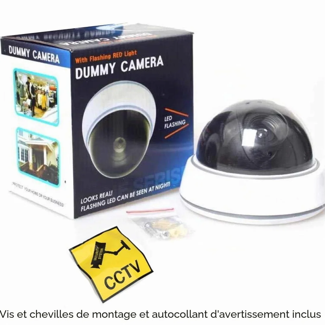 O&W Security Lot de 2 caméras dôme factice professionnelles avec LED clignotante avec objectif et clignotant