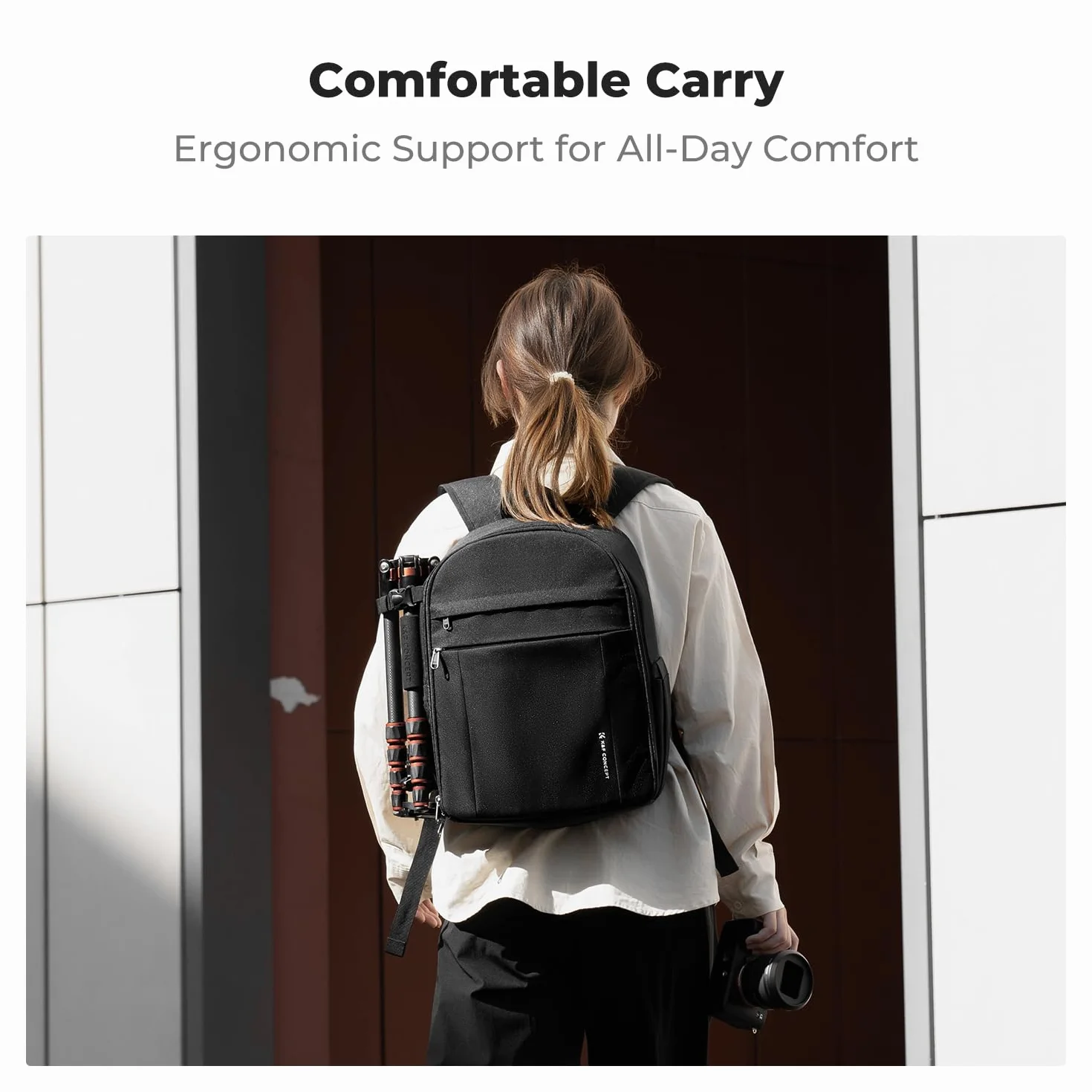 K&F CONCEPT Sac à Dos pour Appareil Photo Compact, sac photo avec housse de pluie, compartiment pour ordinateur portable, Sacoche pour reflex trépieds objectifs