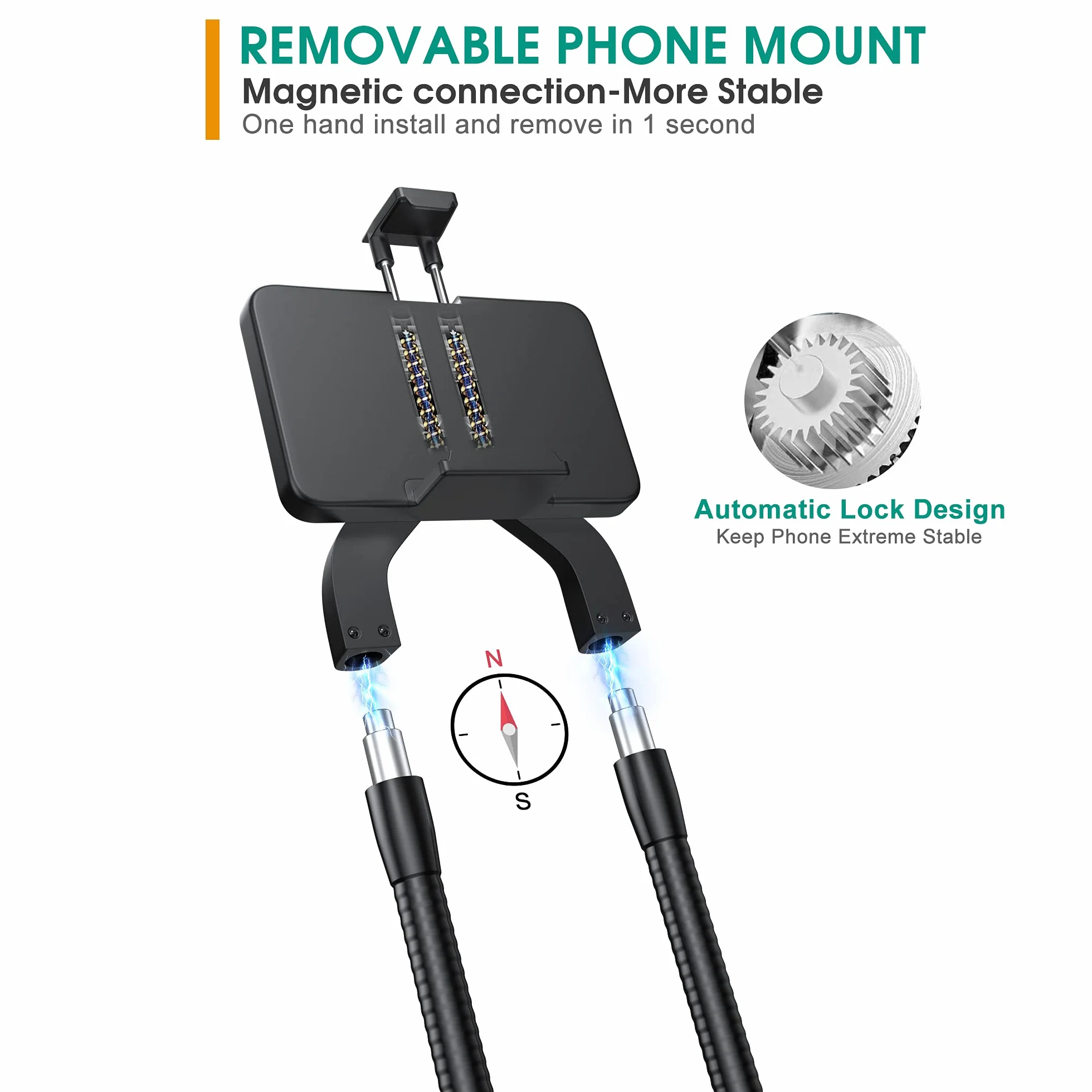 Support Telephone, Universelle Lit Support Téléphone Portable Cou 360° Porte Telephone Bureau avec Flexible Bras Long Multifonction Support Smartphone pour iPhone 13 12 11 Pro XS Max Galaxy S20