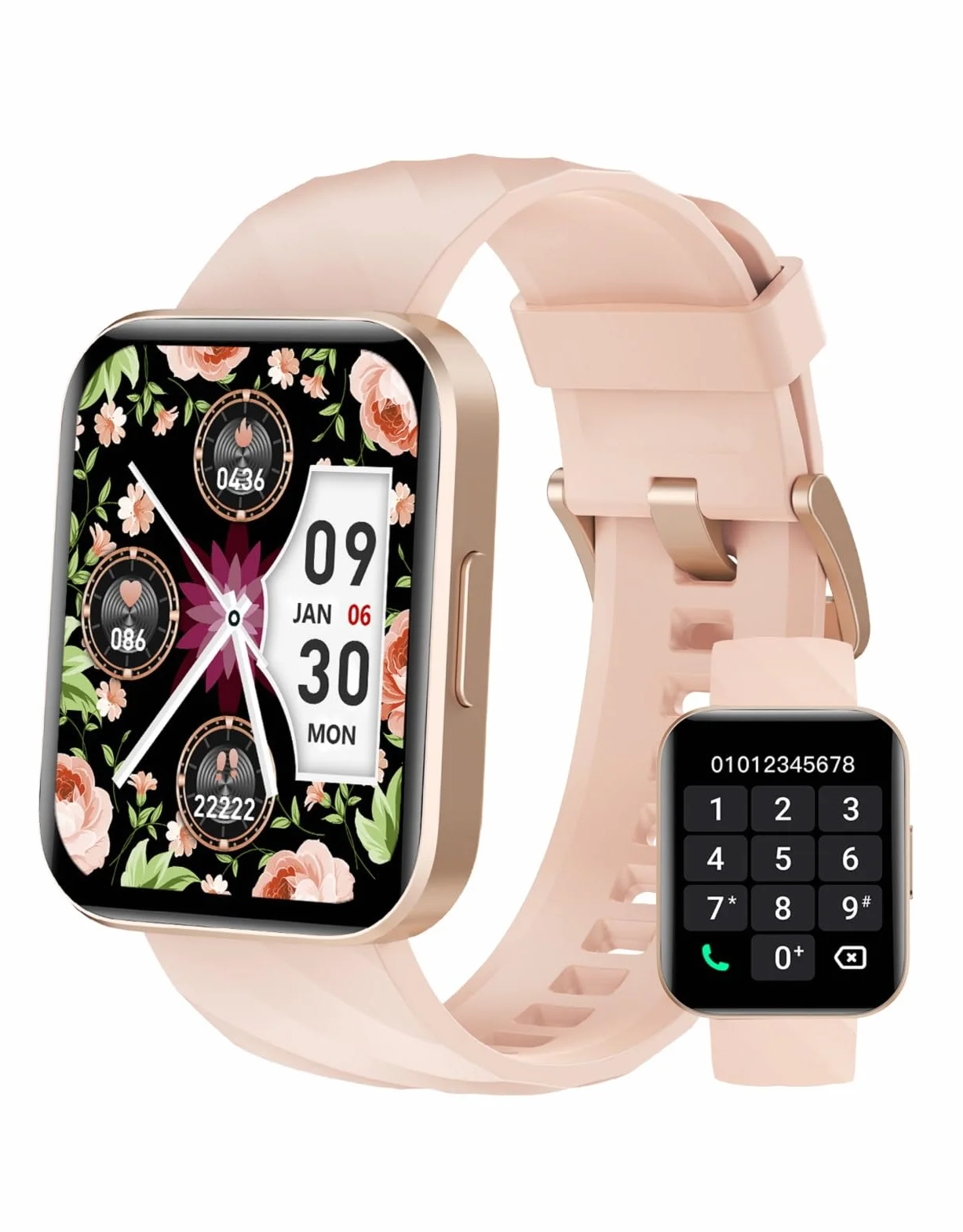 Montre Connectée Femme Appel Bluetooth Podometre Cardiofrequencemetre Oxymetre Montre Sport Etanche IP68 Cycle Menstruel Suivi Sommeil Calories Notification pour Samsung iPhone Xiaomi Android iOS Rose