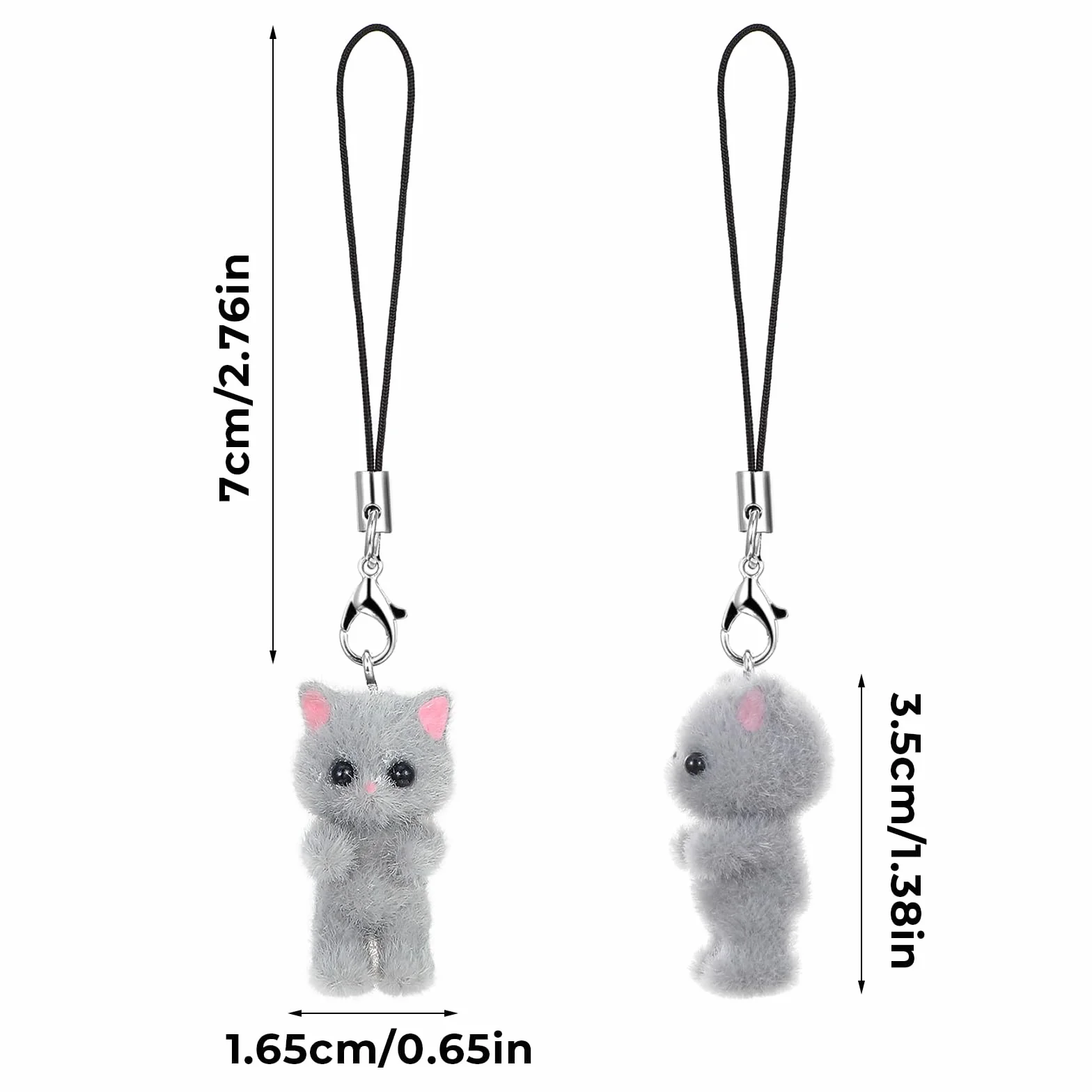 Mabor Lot 3 lanières portable Chat Y2K Pendentif universel Coque porte-clés