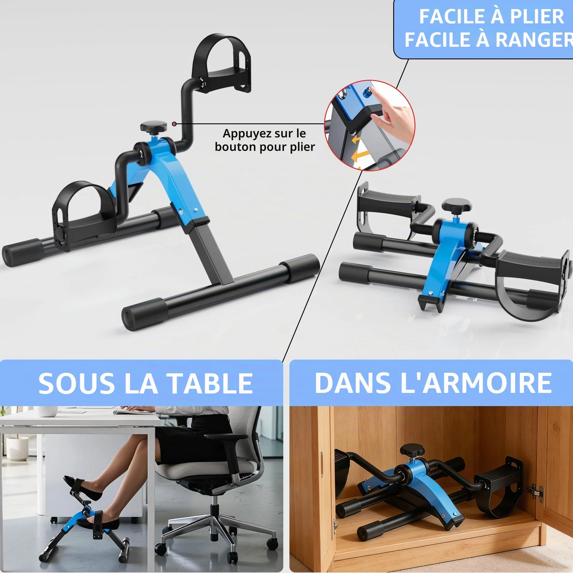 Mini Vélo d'appartement Pédalier pour Personnes âgées, Machine d'entraînement Bras sous Bureau