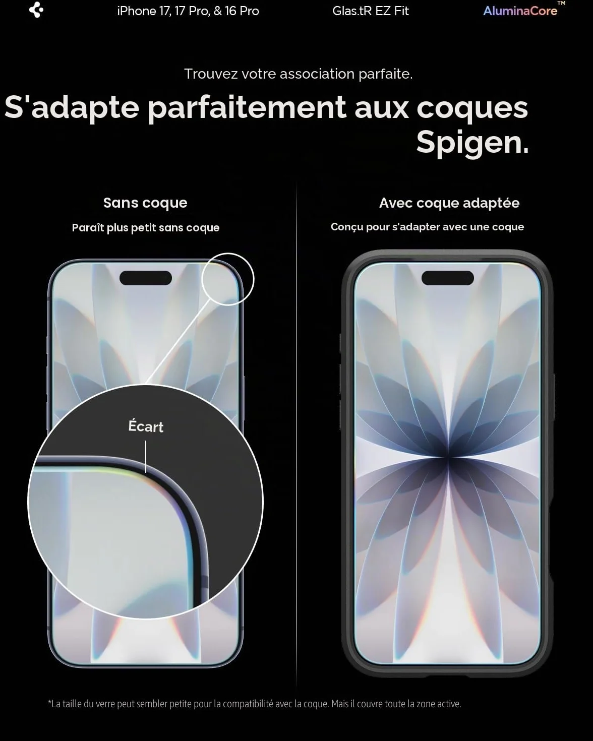 Spigen Glas.tR EZ Fit Verre Trempé pour iPhone 17, iPhone 17 Pro, iPhone 16 Pro, 2 Pièces, Installation Facile, Dureté 9H, Résistant aux Rayures, Protection écran