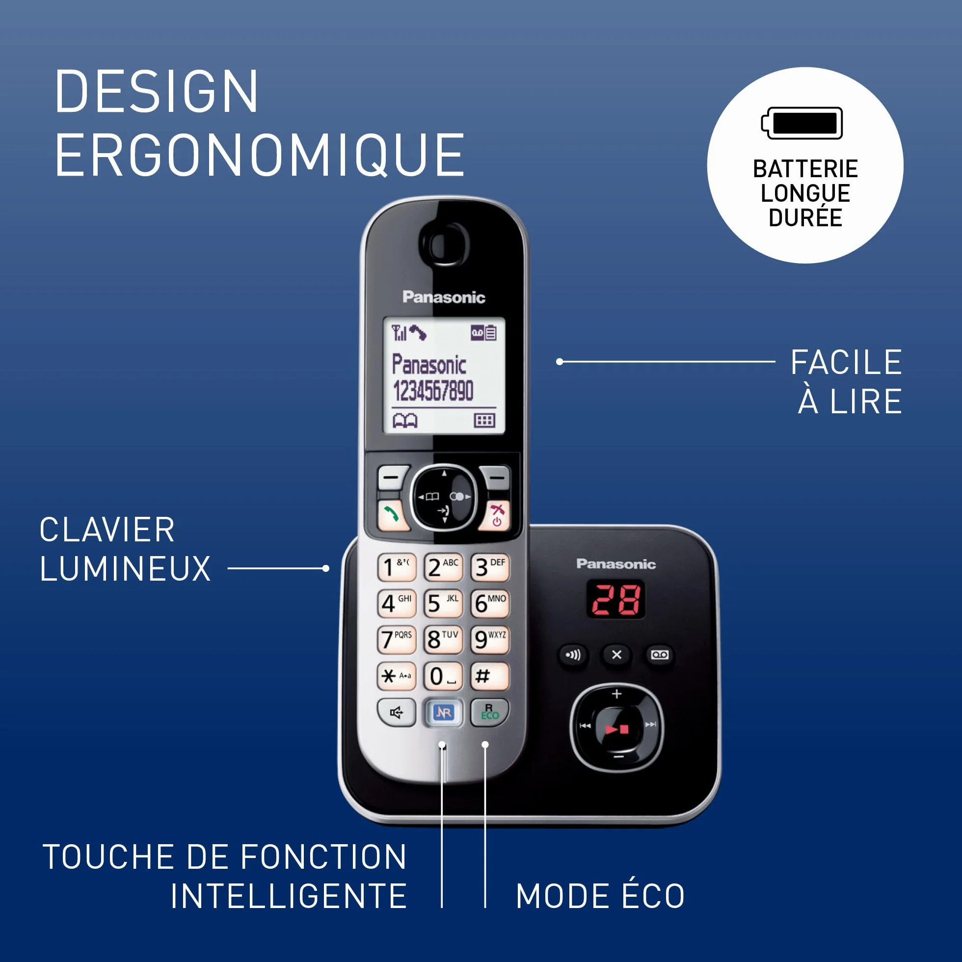 Panasonic Cordless Phone KX-TG6821 Single Silver Answering Machine