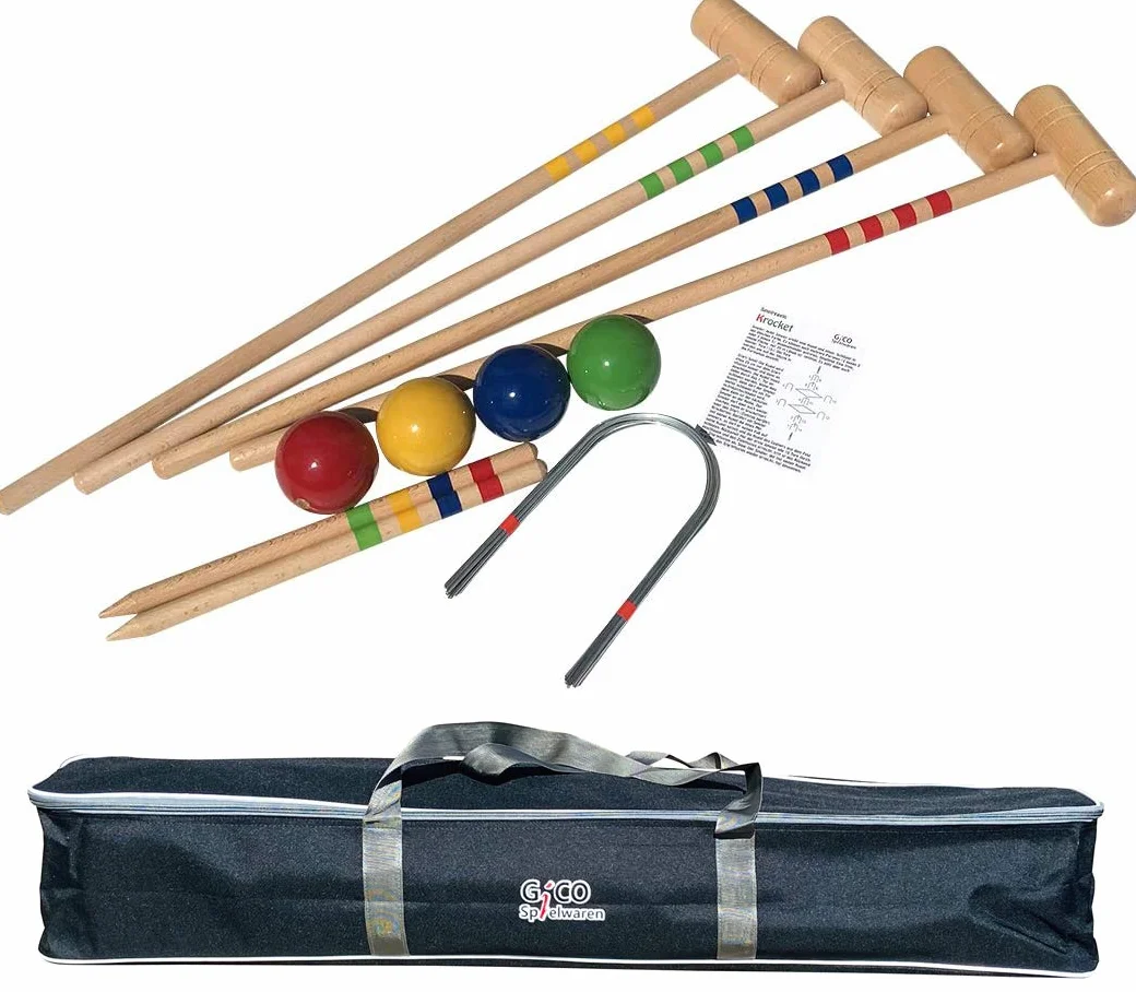 GICO Jeu de Croquet 4 Joueurs maillets 80 cm Plein air