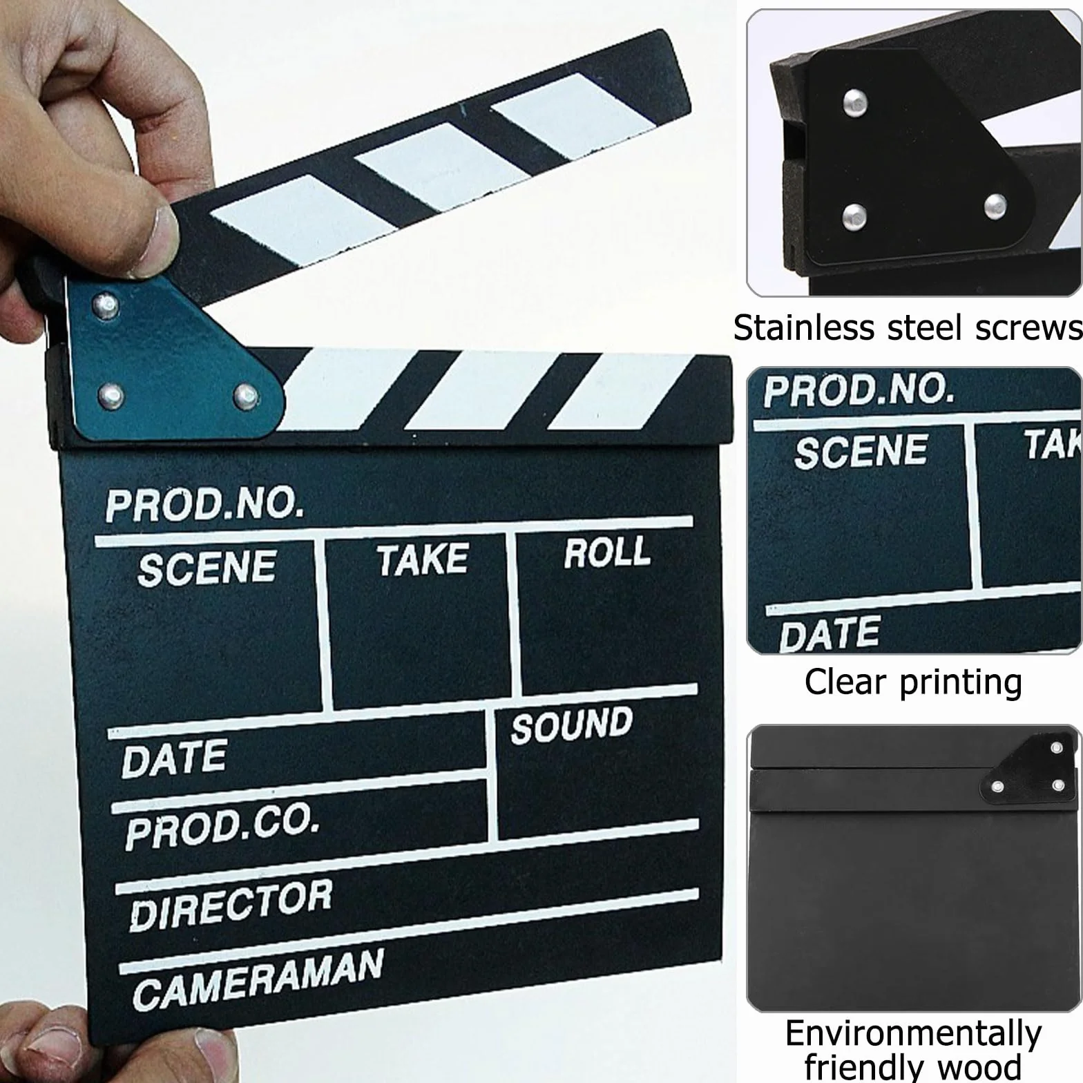 clap De Cinéma Générique Noir et Blanc 18 x 20 cm Clapper Board Réalisateur Marqueur Cinéma Décoration Film Coupe Prop pour Production Vidéo TV Action Cut Clapper 2pcs