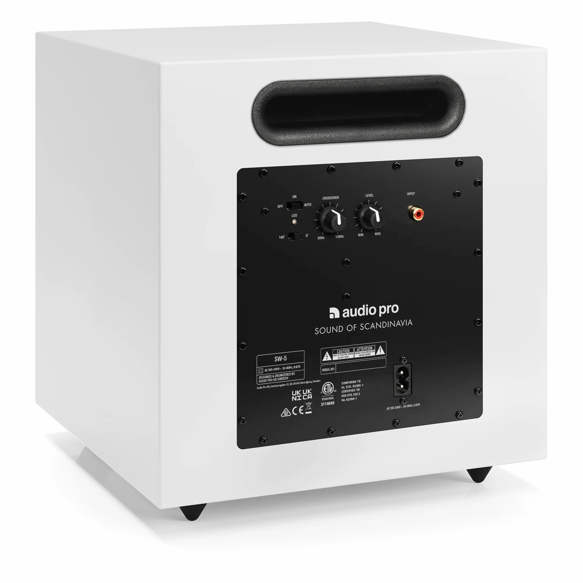 Audio Pro SW-5 - Subwoofer Actif avec Bass Reflex & Amplificateur 150W Digital - Home Entertainment pour Le Son TV & Audio avec Entrée RCA - Noir