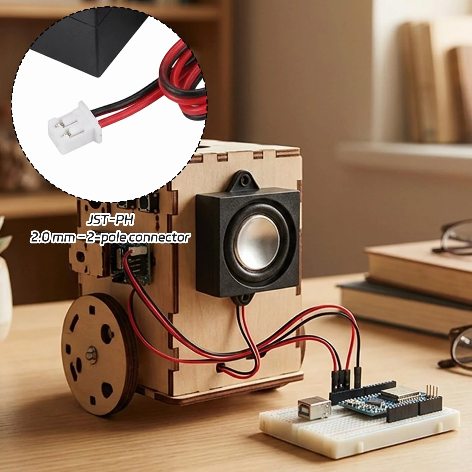 Lot de 2 Mini Haut Parleur 3W 4 ohm avec câble 400 mm et connecteur 2.0 2P, Haut-Parleur Compact pour projets électroniques et Remplacement Audio