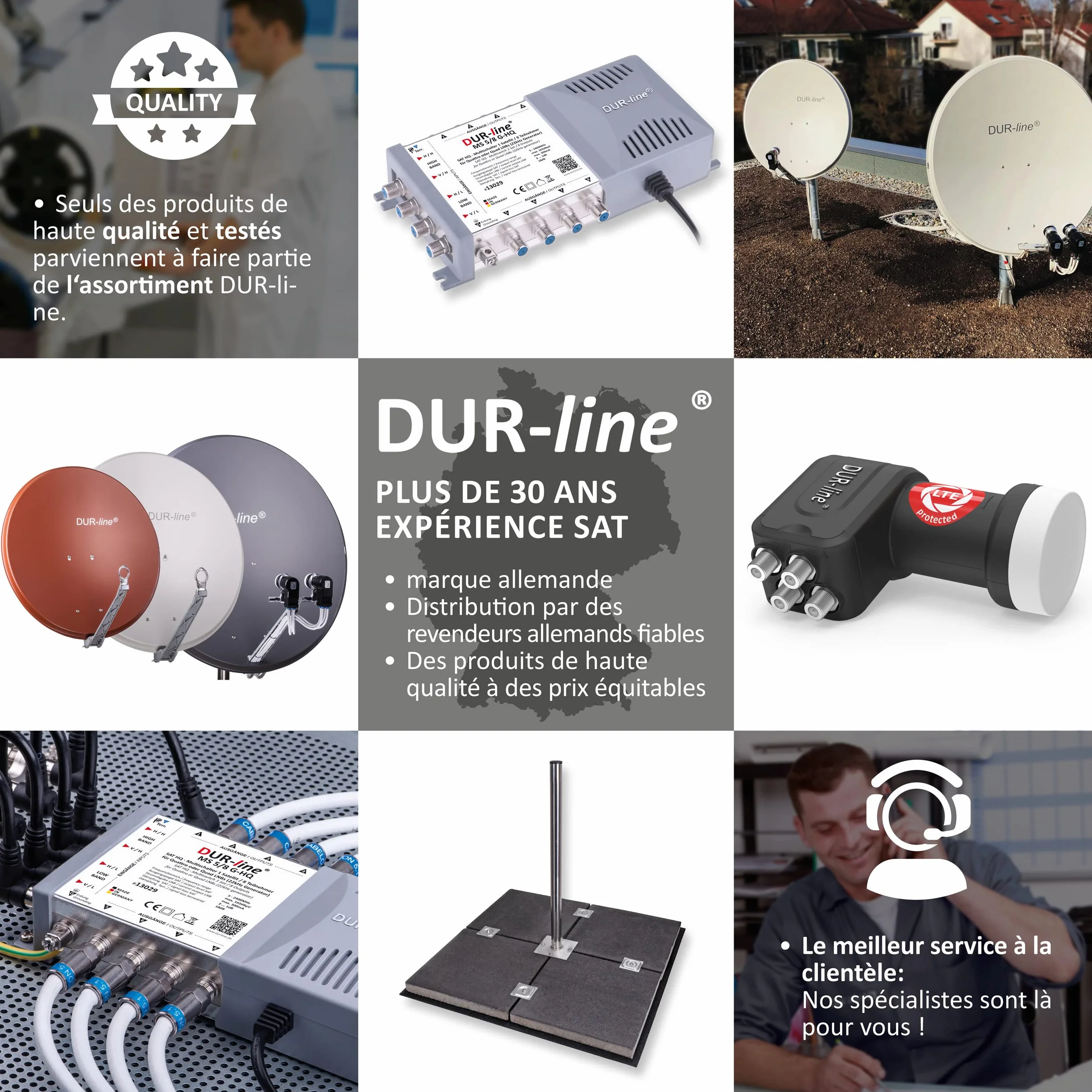Dur-Line SF 2460 Pro Pointeur Satellite Appareil de Mesure avec câble F Signal sonore écran LCD Astra Hotbird