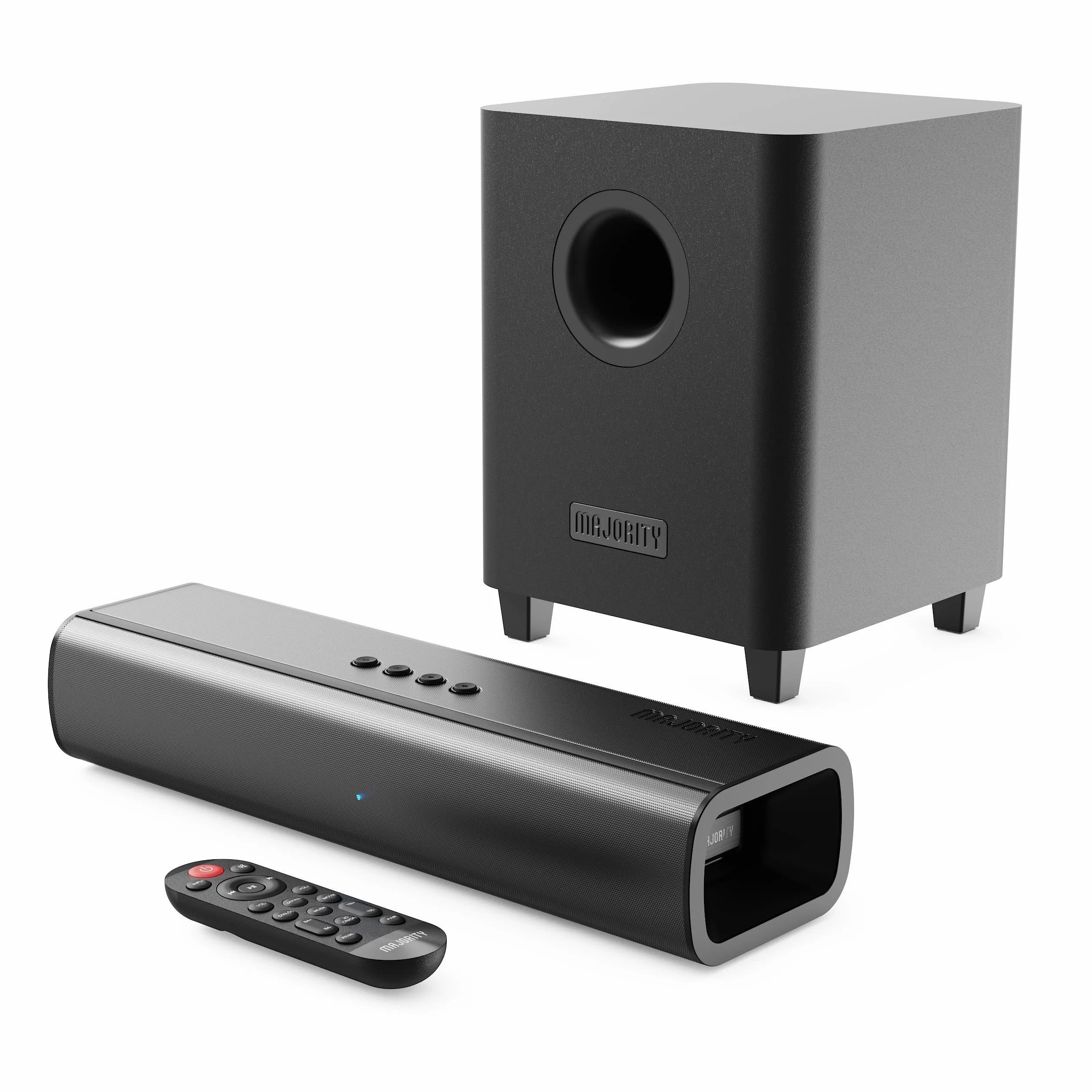 Majority Naga 40 Plus Barre de Son TV 2.1 avec Caisson de Basses sans Fil, Bluetooth 5.0, HDMI Arc