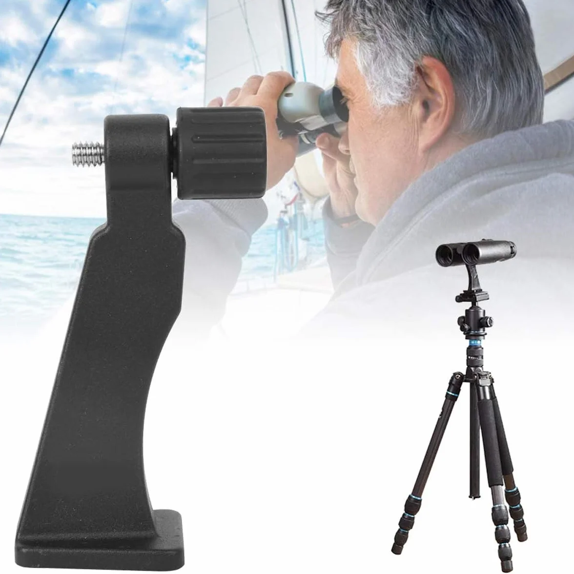 Adaptateur pour trépied de jumelles avec filetage 1/4 pouce – Métal, noir pour télescope et jumelles