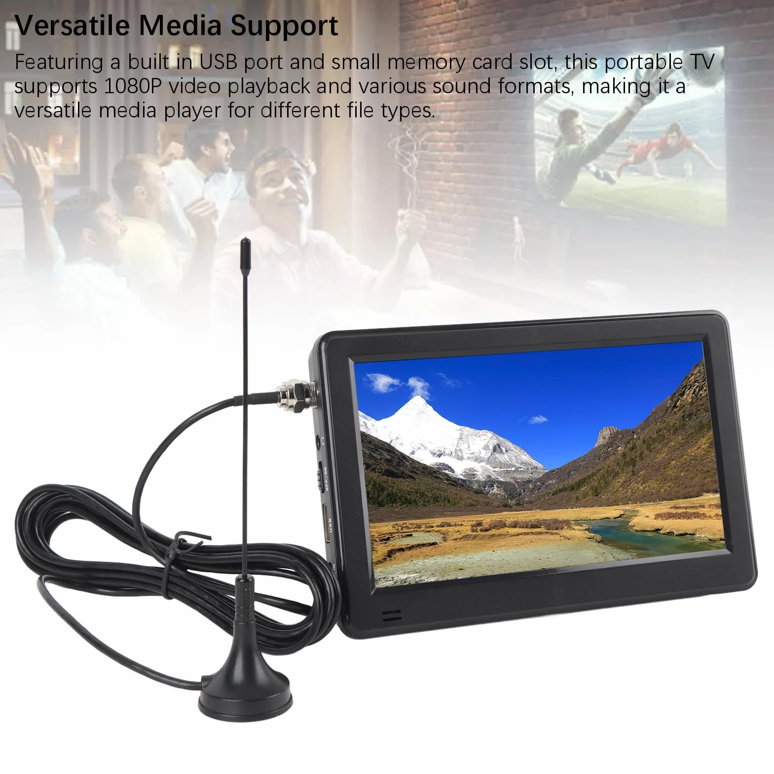 Téléviseur numérique portable de 6 pouces, écran vibrant, signal amélioré, adapté à l'extérieur