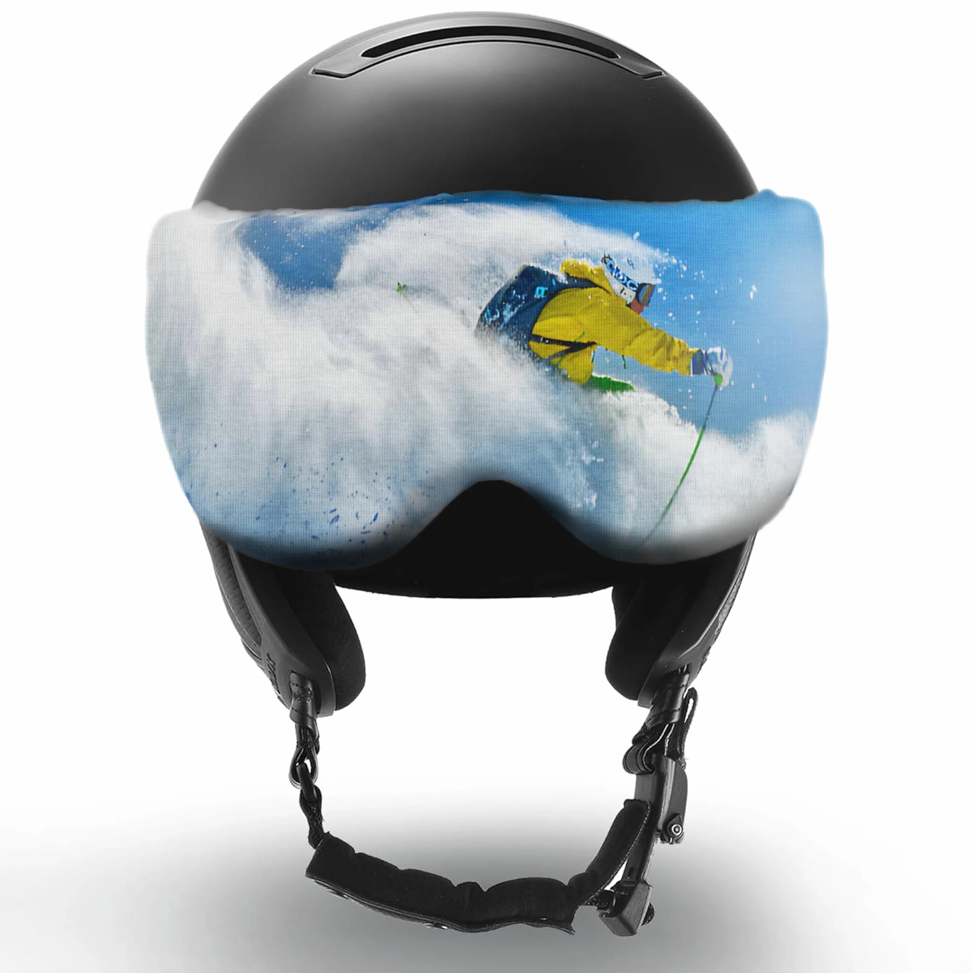 Protection de visière pour casque de ski Two Horizons avec chiffon microfibre - Style sourire