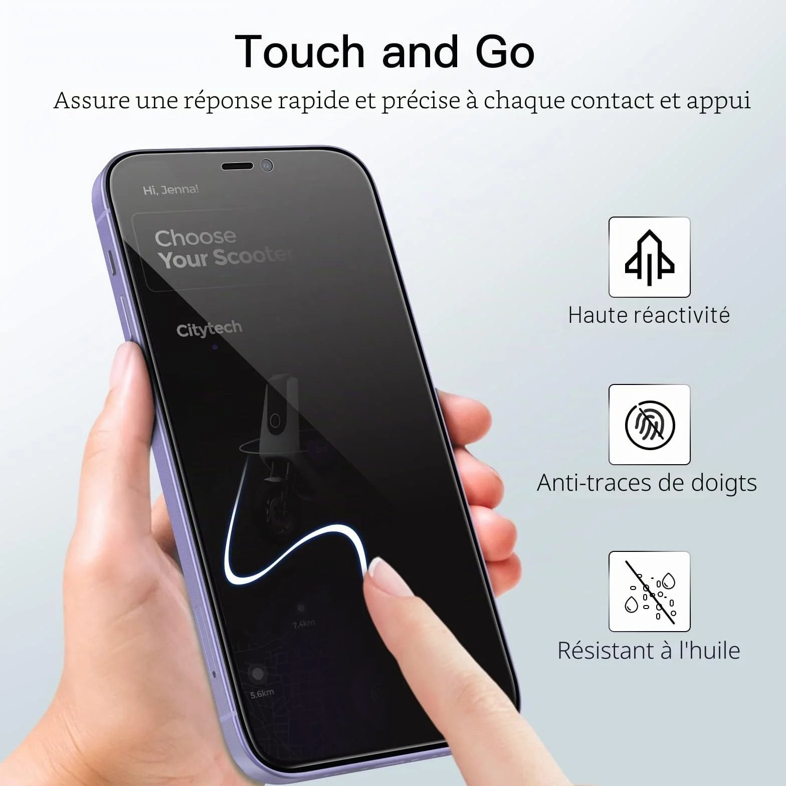 JETech Protection d'Écran Anti-Espion pour iPhone 12 et iPhone 12 Pro 6,1 Pouces, Couverture Complète Film en Verre Trempé, Compatible Coque, Lot de 2