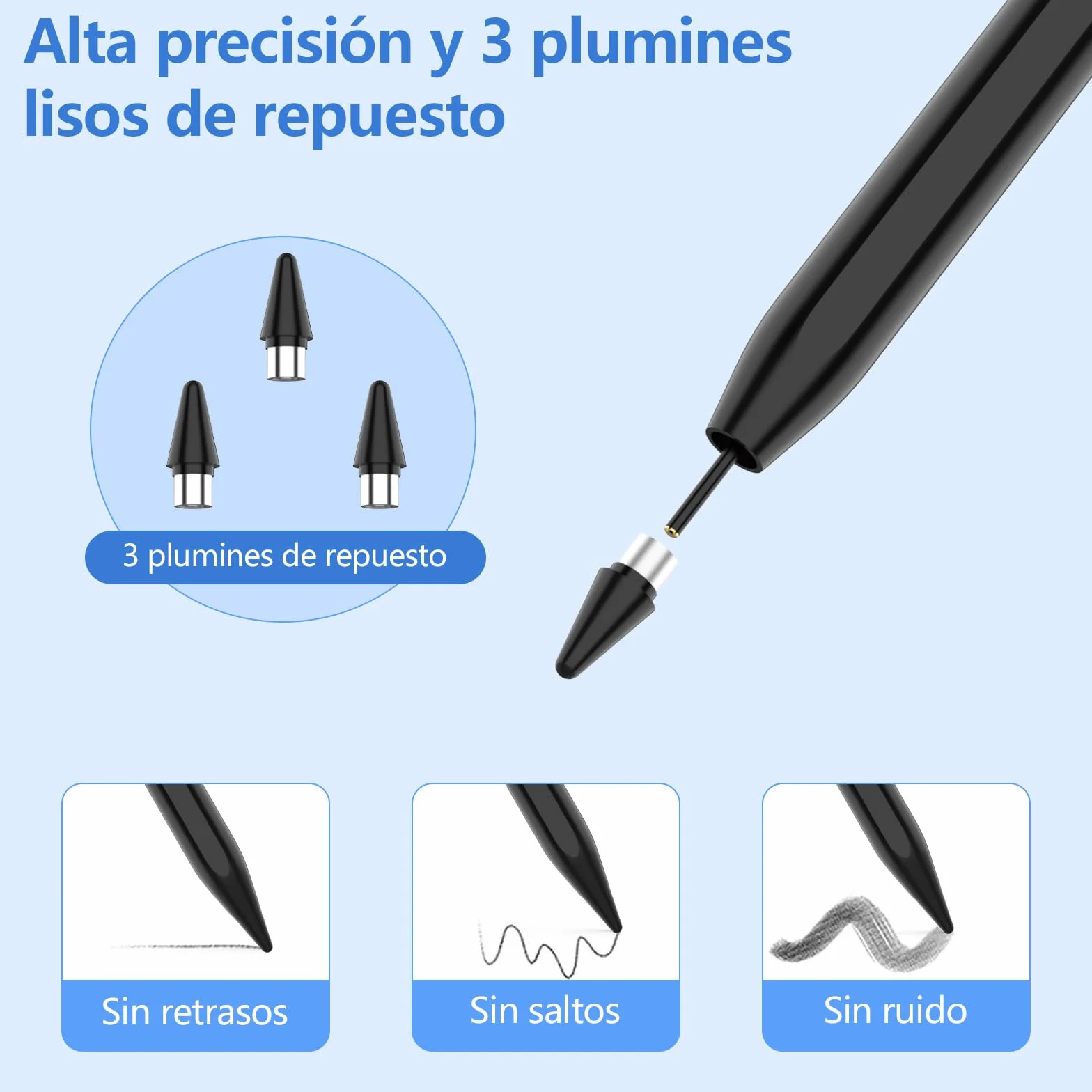 Stylet Capacitif Universel Compatible avec Lenovo, Samsung, Huawei et Mi Tablette, Noir