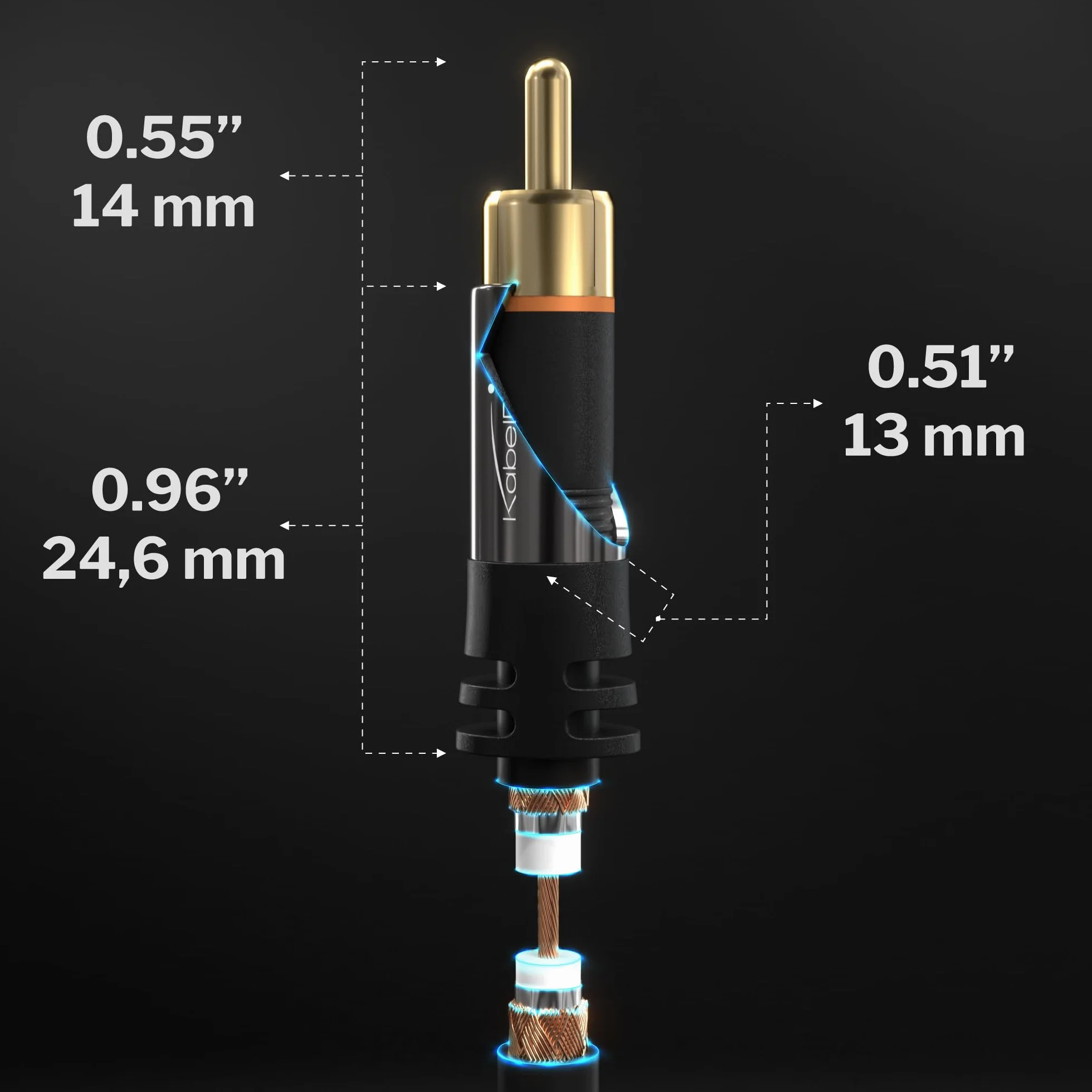 KabelDirekt – Câble RCA 0,5m, câble audio stéréo 2 x 2 Cinch particulièrement résistant et d'une qualité sonore brillante (coaxial RCA/HiFi & Home Cinéma, analogique et numérique)