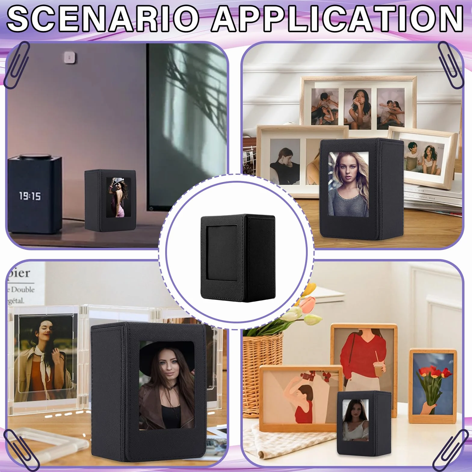 Boîte de Rangement Photo pour Instax Mini – Étui de Stockage 3 Pouces Noir, Compatible avec Fujifilm Instax Mini Film (54x86mm)