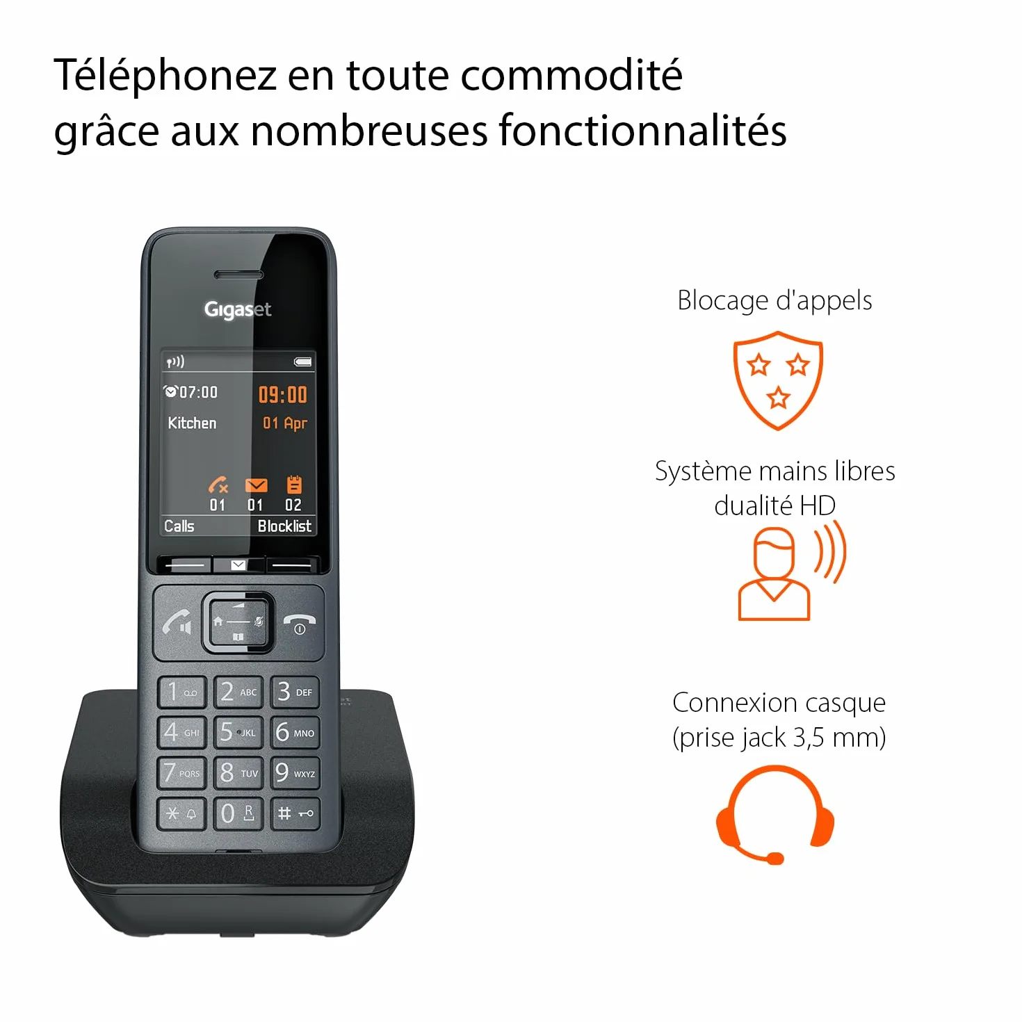 Gigaset Comfort 520 Duo Téléphones DECT sans Fil Blocage d'appels Répertoire 200 Contacts Gris