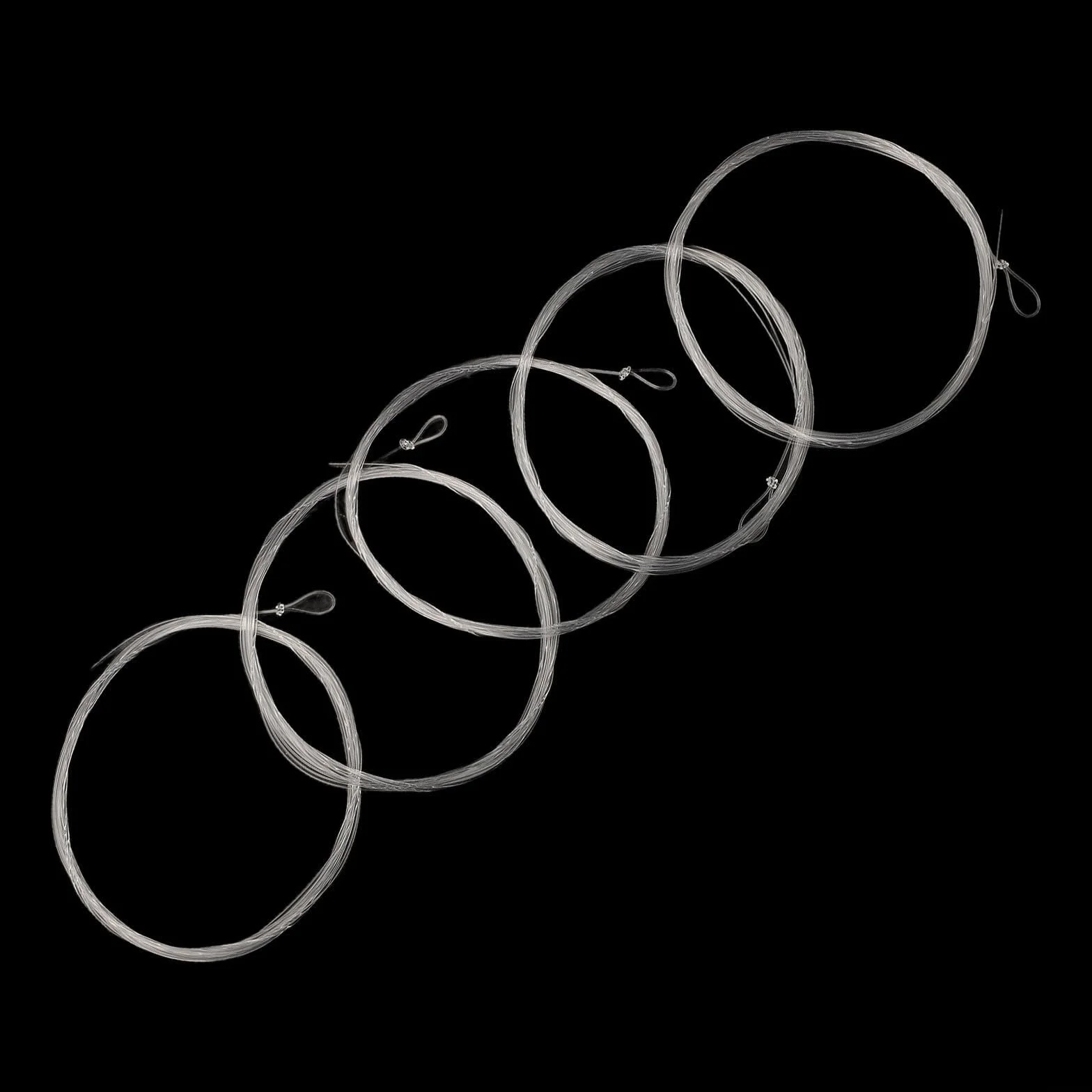 Lot de 5 lignes de pêche à la mouche en nylon transparent invisible avec boucle pré-attachée pour truite, bar, brochet