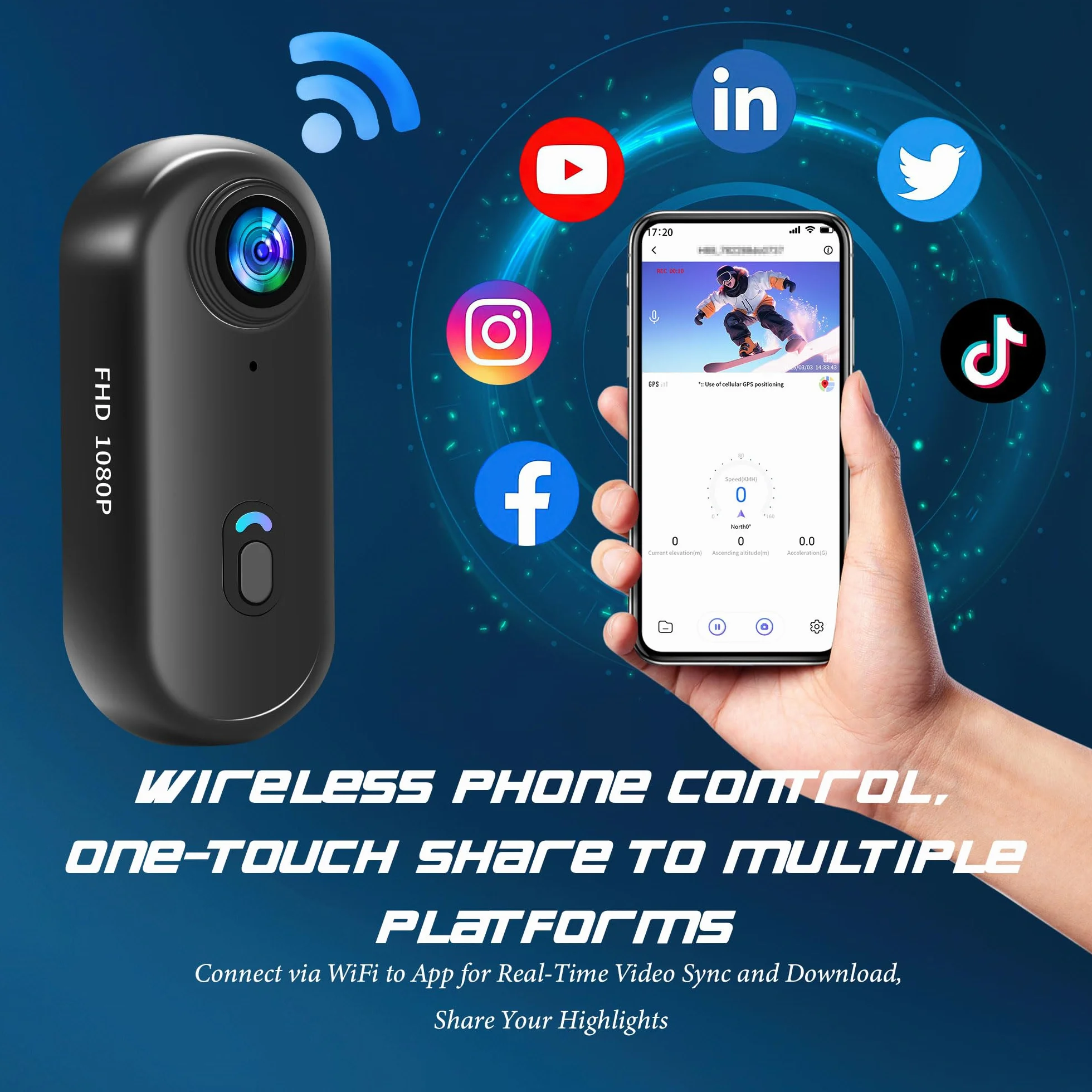 Nouvelle Version Mini Caméra Sport 1080P WiFi Camera de Poche pour Casque Camera Vlog Pieton Étanche jusqu'à 30M pour Les Passionnés d'Aventure Accessoires Multifonctions