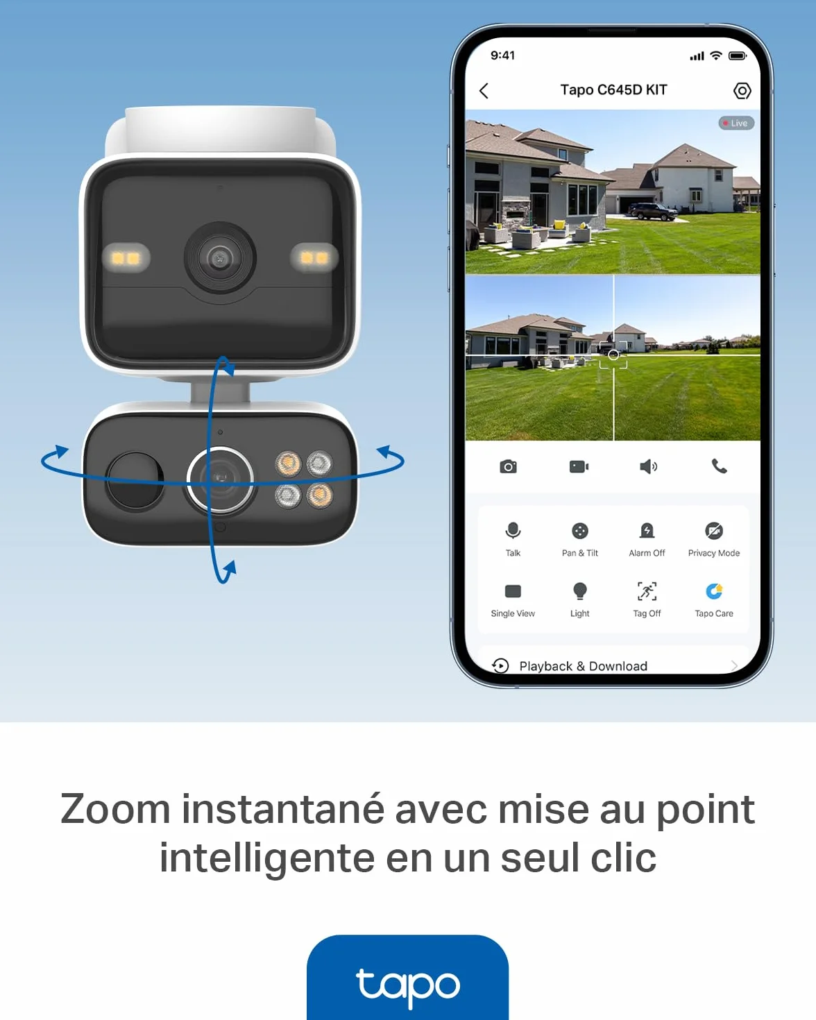 Tapo C645D KIT Caméra Extérieur sans Fil Solaire 2K Double Objectif – Caméra Surveillance WiFi Extérieure sans Fil 360°, Détection IA Personne/Véhicule/Animal, Suivi Automatique, Batterie 10000mAh