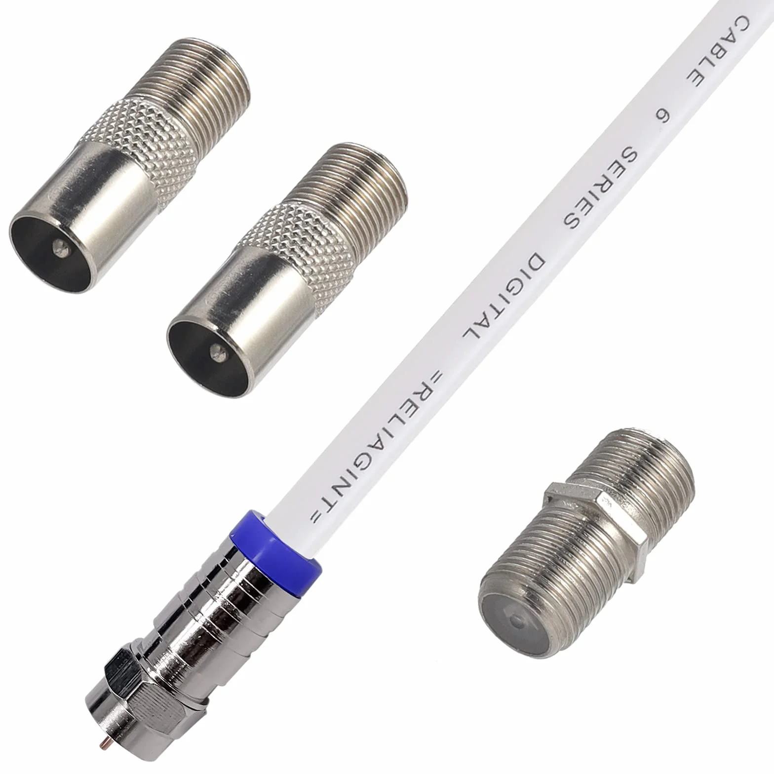 Câble coaxial TV RG6 1m 75 Ohm antenne satellite connecteurs F F81 cuivre étanche 3 GHz blanc