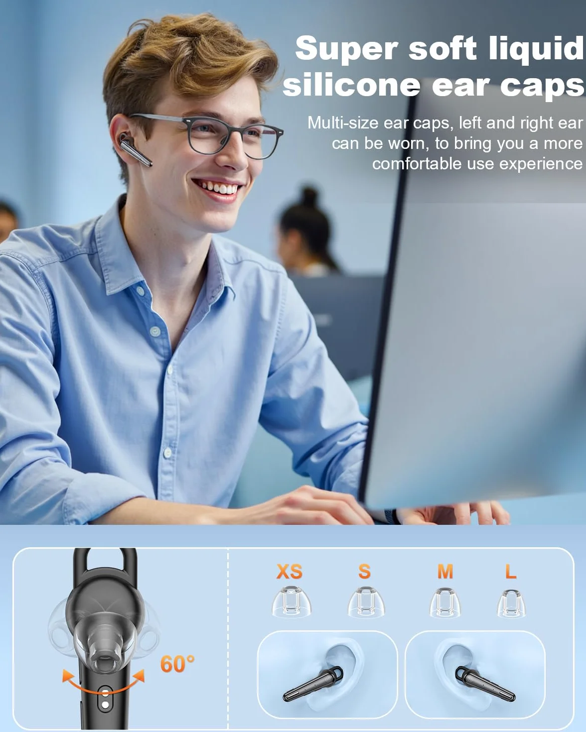 New Bee oreillette Bluetooth sans Fil V5.1 avec 50 Heures d'autonomie, kit Main Libre Ultra-léger avec Annulation du Microphone ENC, Connexion à Deux appareils pour Conduite/Affaires