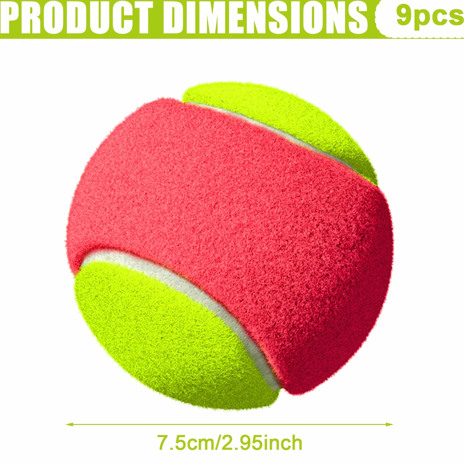 Lot de 9 balles de tennis stade 3 orange pour débutants et enfants