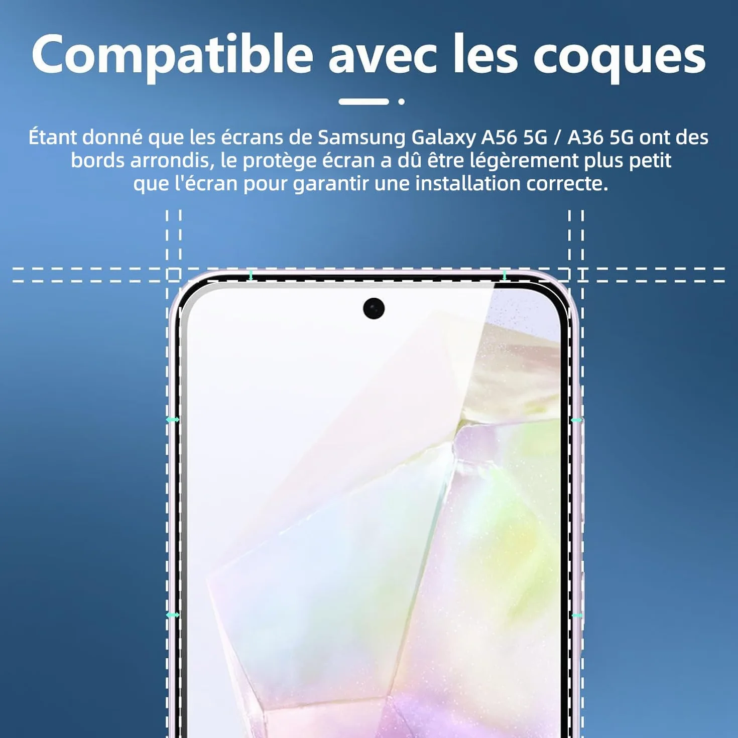 NEW'C Lot de 3, Verre Trempé pour Samsung Galaxy A56 5G / A36 5G Film en Protection écran efficace contre les Rayures - sans Bulles - Ultra Résistant (0,33mm HD Ultra Transparent) Dureté 9H Glass