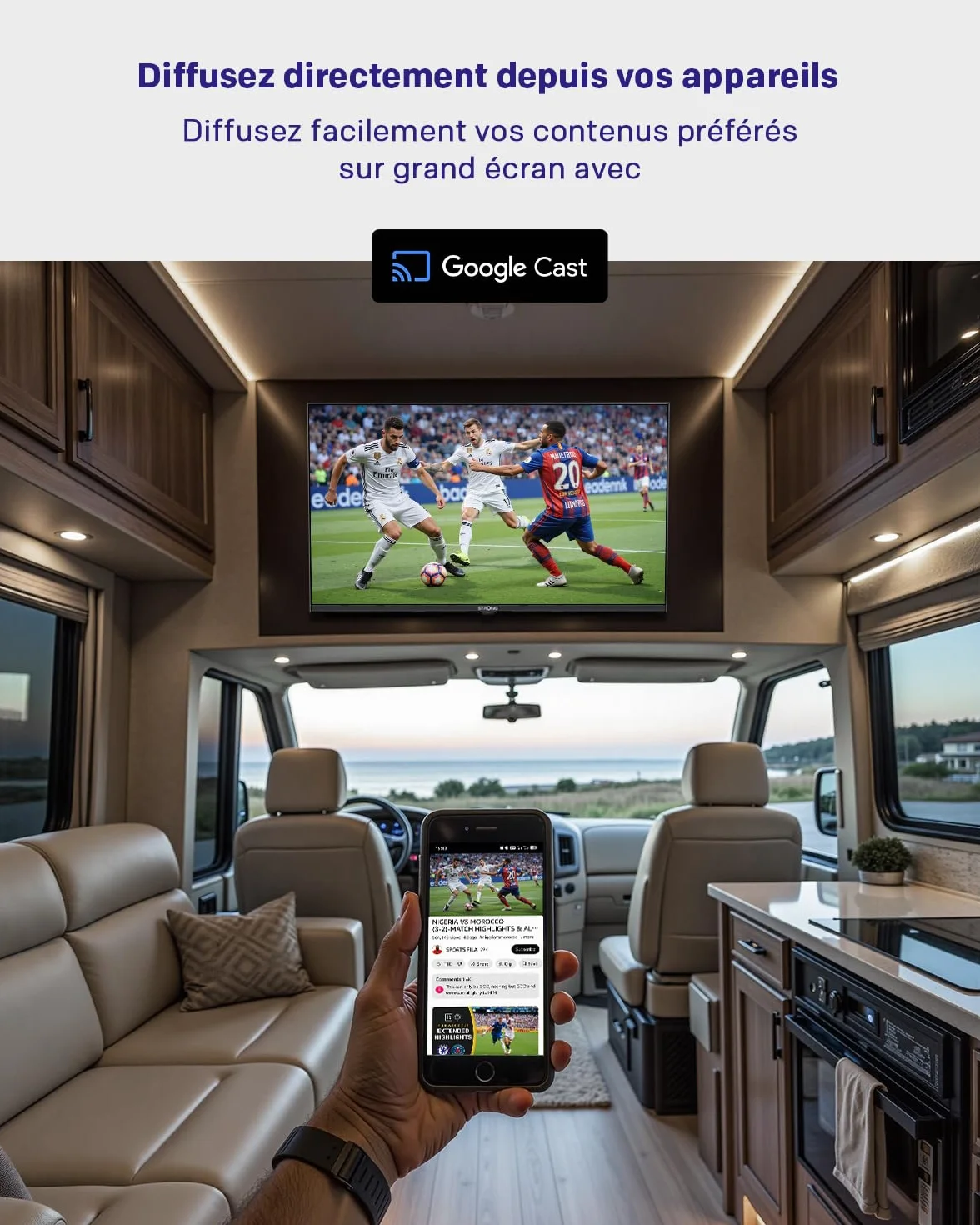 STRONG SRT32HG4723C 32" TV HD DVB-S2/C/T2 12V Camping-Car Cuisine Chambre Bateau 2 HDMI 1 USB Noir