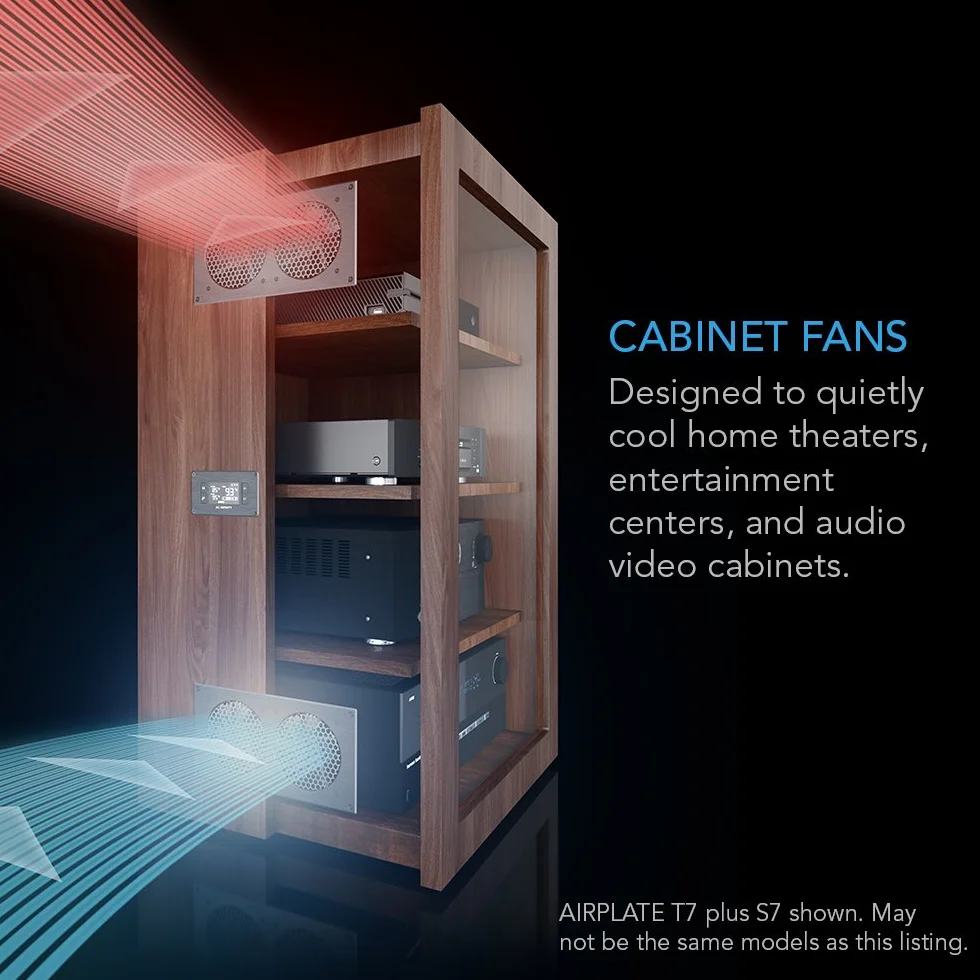 AC Infinity Airplate T7 Quiet Cooling Fan with Thermostat Control for Home Theater AV Cabinets