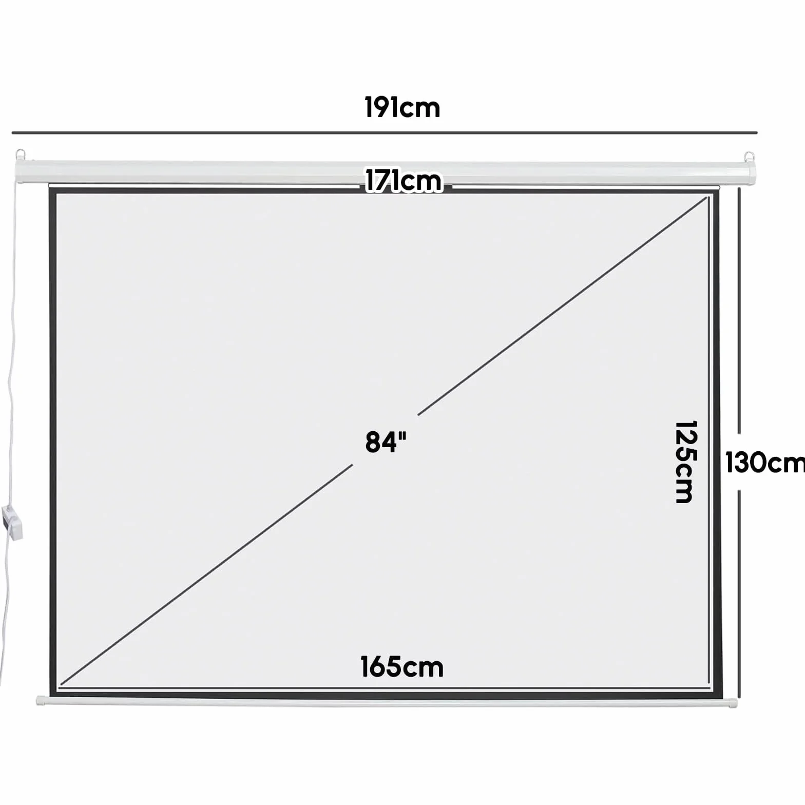 Fabulcozy Écran de Projection Motorisé Électrique 4:3 84 Pouces 171x130 cm Fixation Mur Plafond Home Cinéma