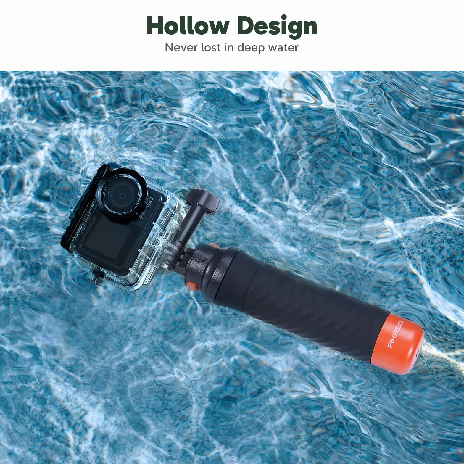 AKASO Poignée Flottant Etanche pour Caméra Sport, Grip Pôle Handle Poignée Grip Flottant pour Caméra de Sport