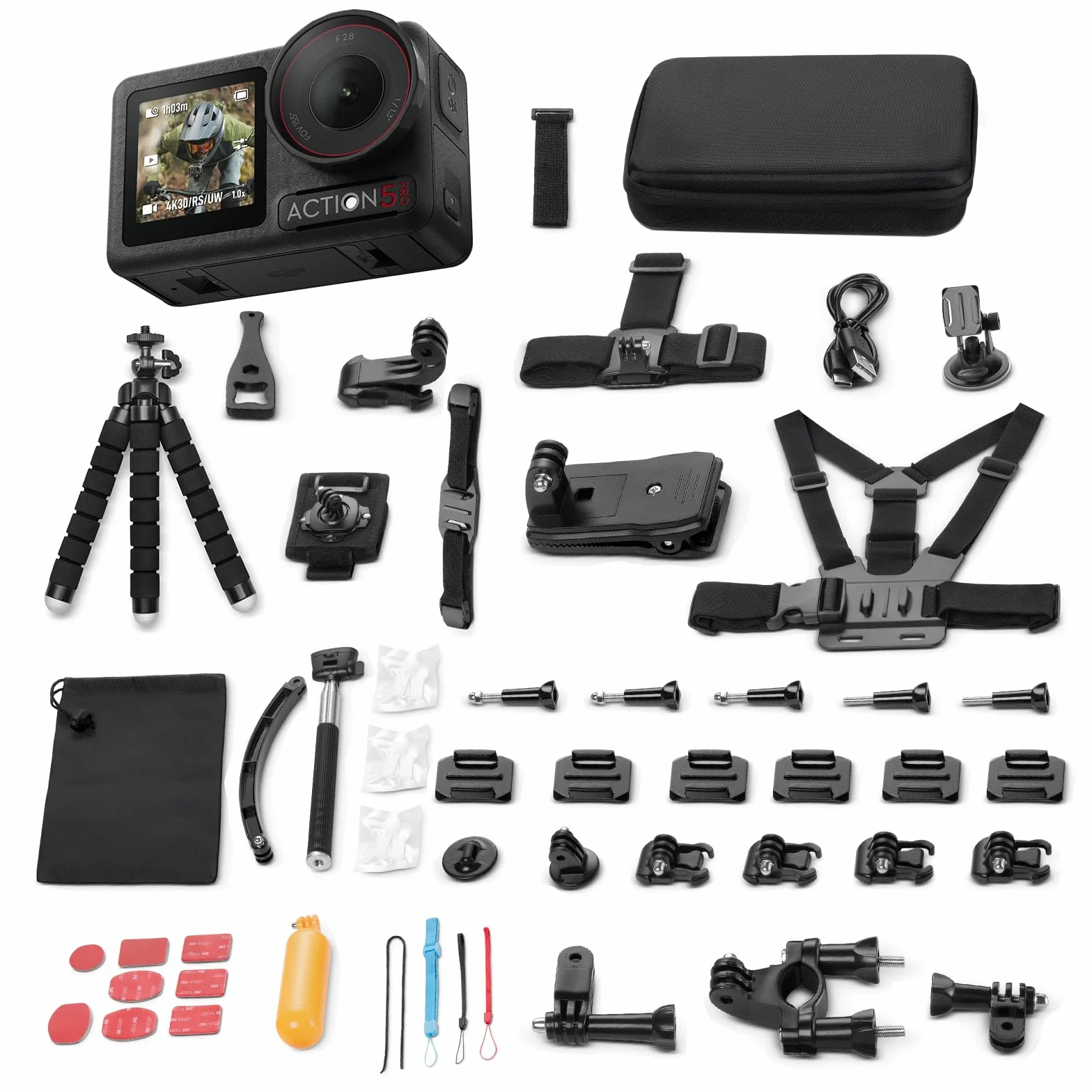DJI Bundle Standard Combo Osmo Action 5 Pro, caméra d'action 4K/120 IPS avec capteur 1/1,3 Pouce, Suivi de Sujet pour Les Vlogs, Les Voyages et Les activités de Plein air (58 Accessoires)