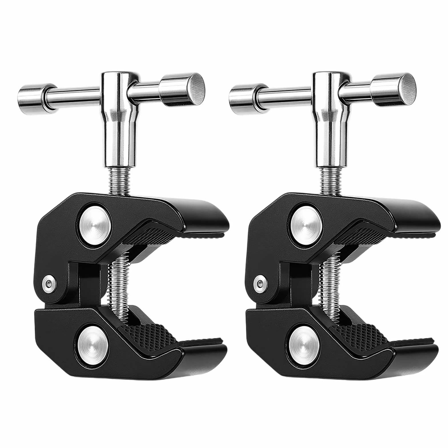 Lot de 2 Super Clamps pour appareil photo, Super Clamp avec bras magique, support de serrage universel pour filetages 1/4 et 3/8 pouces, alliage d'aluminium robuste, pinces antidérapantes pour apparei