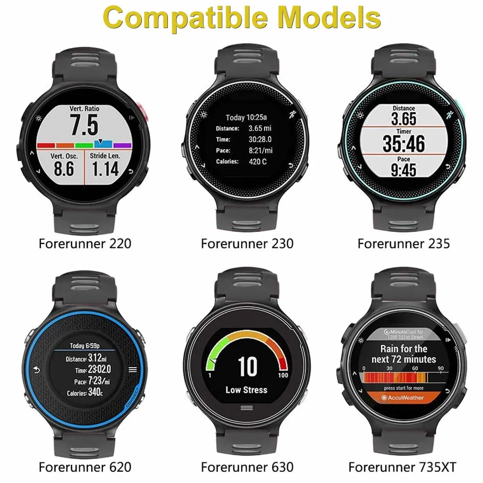 Bracelet pour Forerunner 735XT 235 235Lite 230 220 620 630, Bracelet de Remplacement Libération Rapide en Silicone Mince