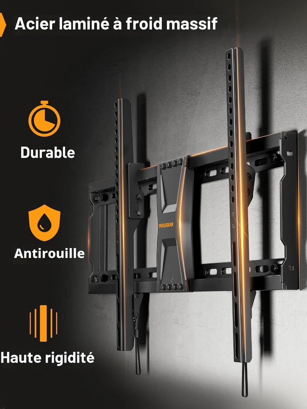 Perlegear Support Mural TV Inclinable pour téléviseurs de 37-82 Pouces Plasma OLED LCD jusqu'à 60 kg, Fixation Murale TV inclinable pour téléviseurs Plats ou incurvés Max VESA 600x400mm, PGLT5