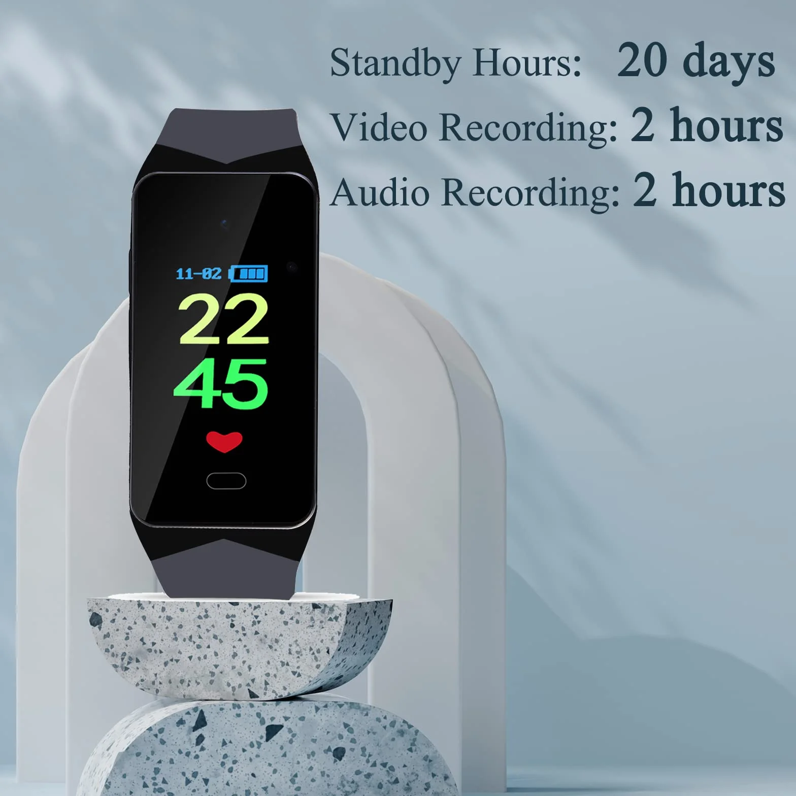 OTADUG Camera Espion, 1080P Caméra Espion Cachées avec Enregistrement Audio et Vidéo, Mini Caméra Cachée avec Carte SD de 16 Go, Bracelet Mini Caméra de Surveillance avec Affichage de l'heure