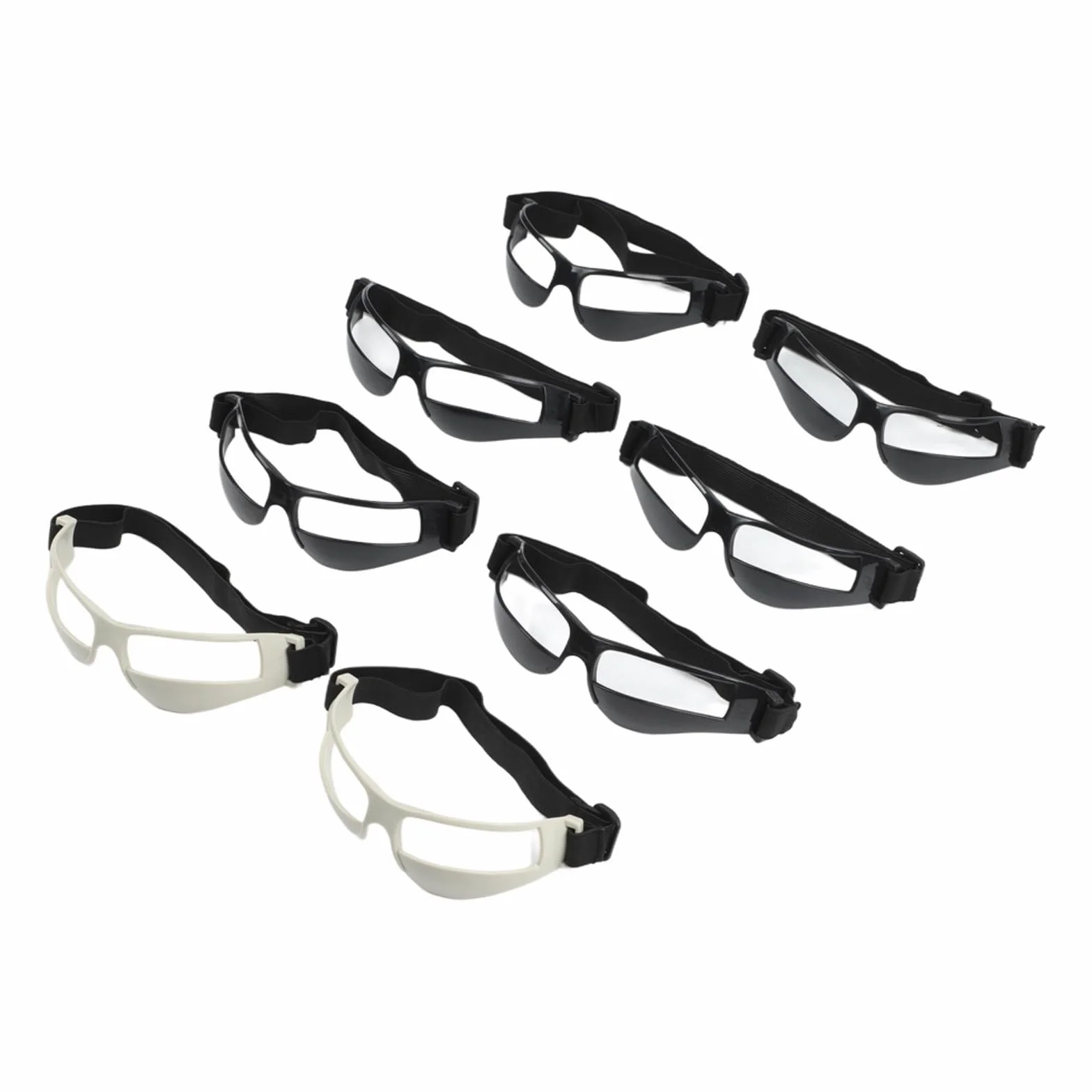 Lot de 8 paires de lunettes de dribble basket-ball entraînement, vision tête haute bande réglable cadre plastique