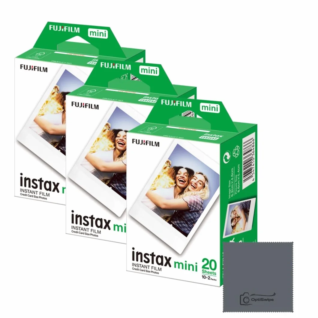 Fujifilm Mini film : 60 photos au total, (10 feuilles x 6) - Multipack pour appareils photo instantanés Fujifilm Bundle