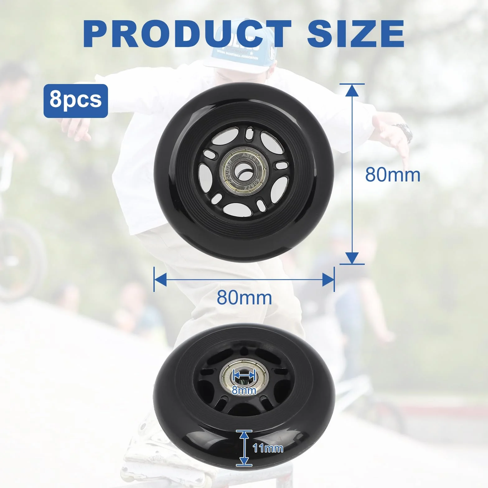 LALAGO Lot de 8 Roues de Rollers 80mm Roulements ABEC 9